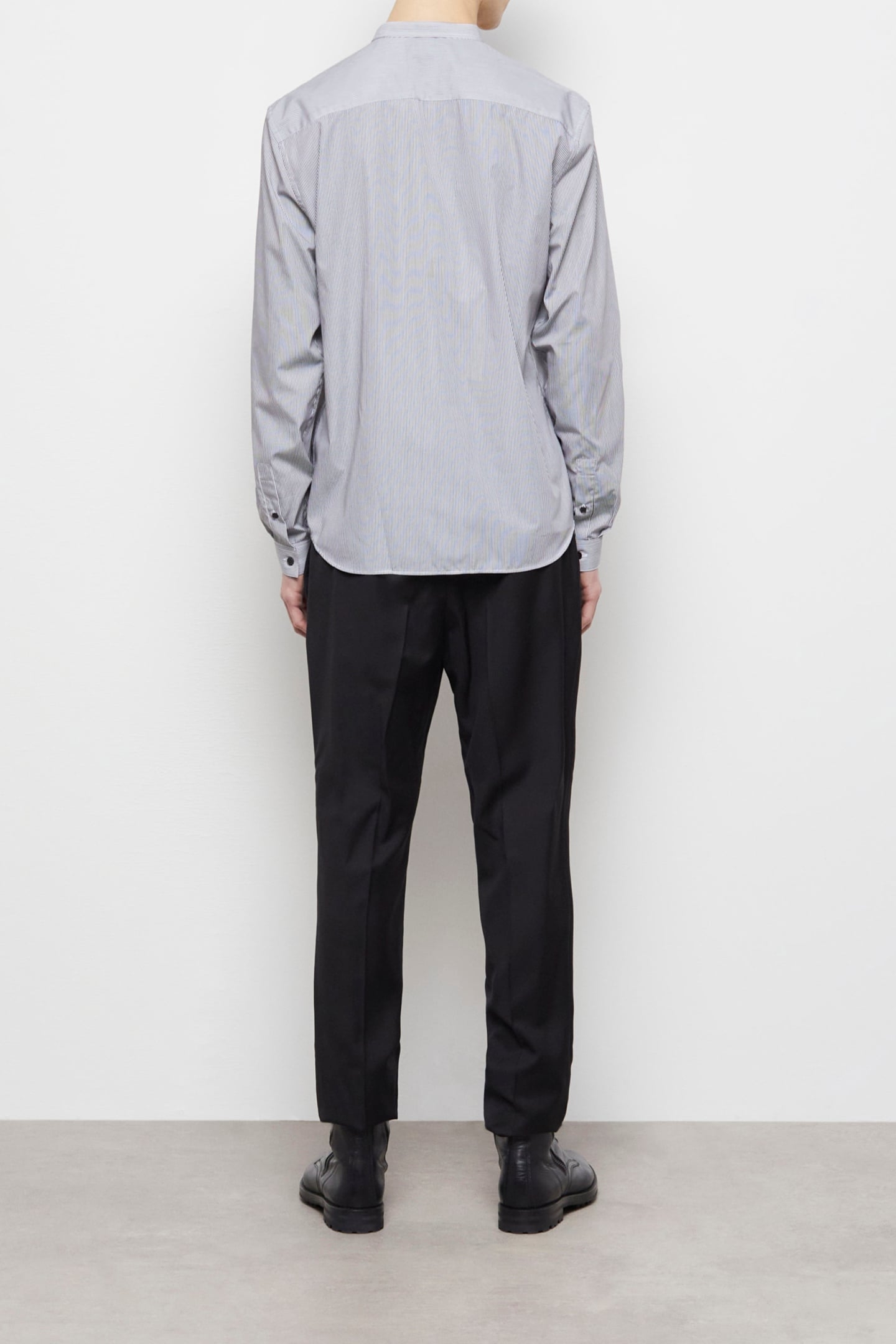 SLIM SHIRT WITH OFFICER COLLAR BLACK WHITE 2