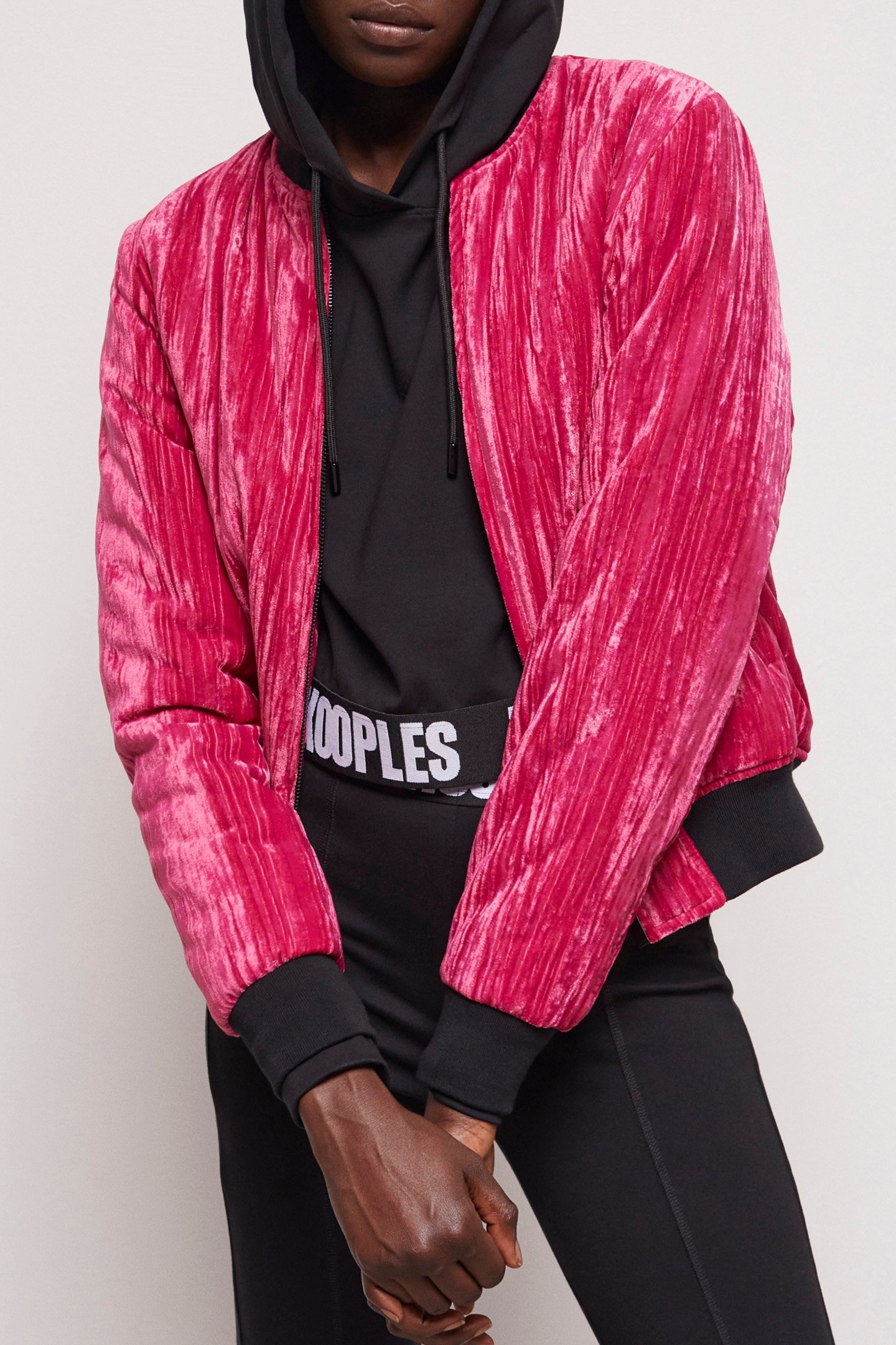 CRINKLE VELVET JACKET PINK 1