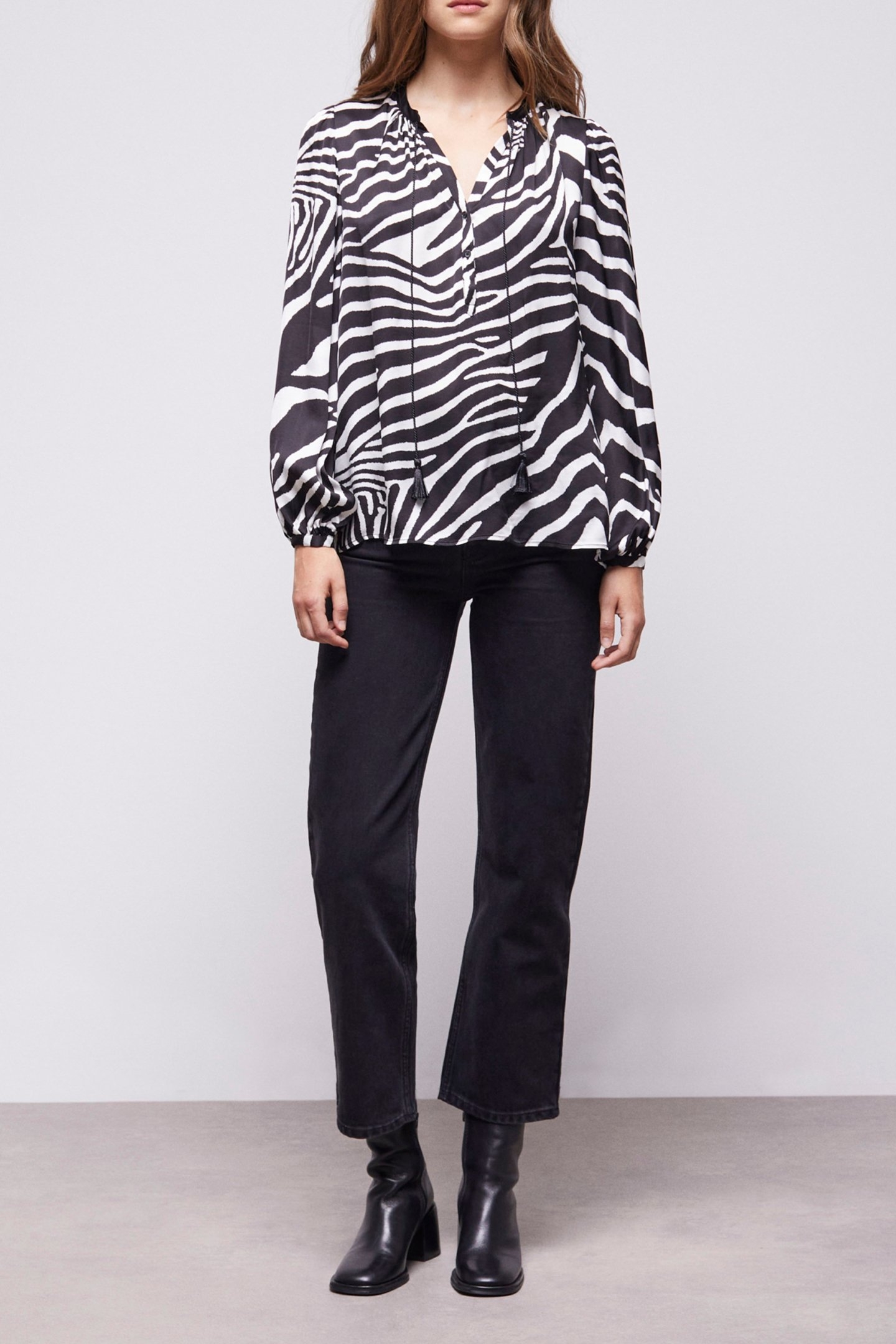 BLOUSE AMPLE ZEBRA PRINT BLACK WHITE 1