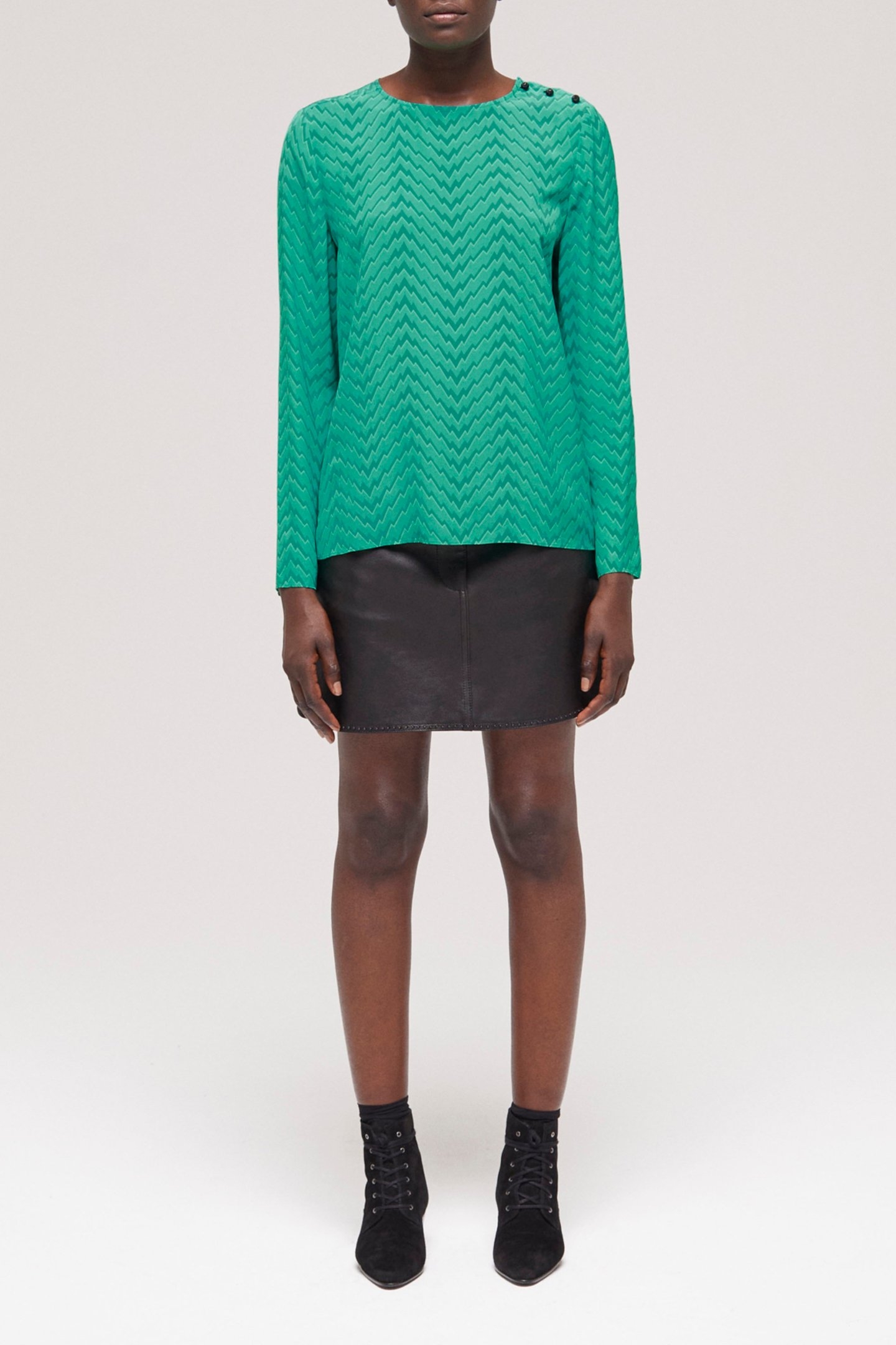 TOP SLEEVES LONGUES PRINT ZIG ZAG GREEN 1