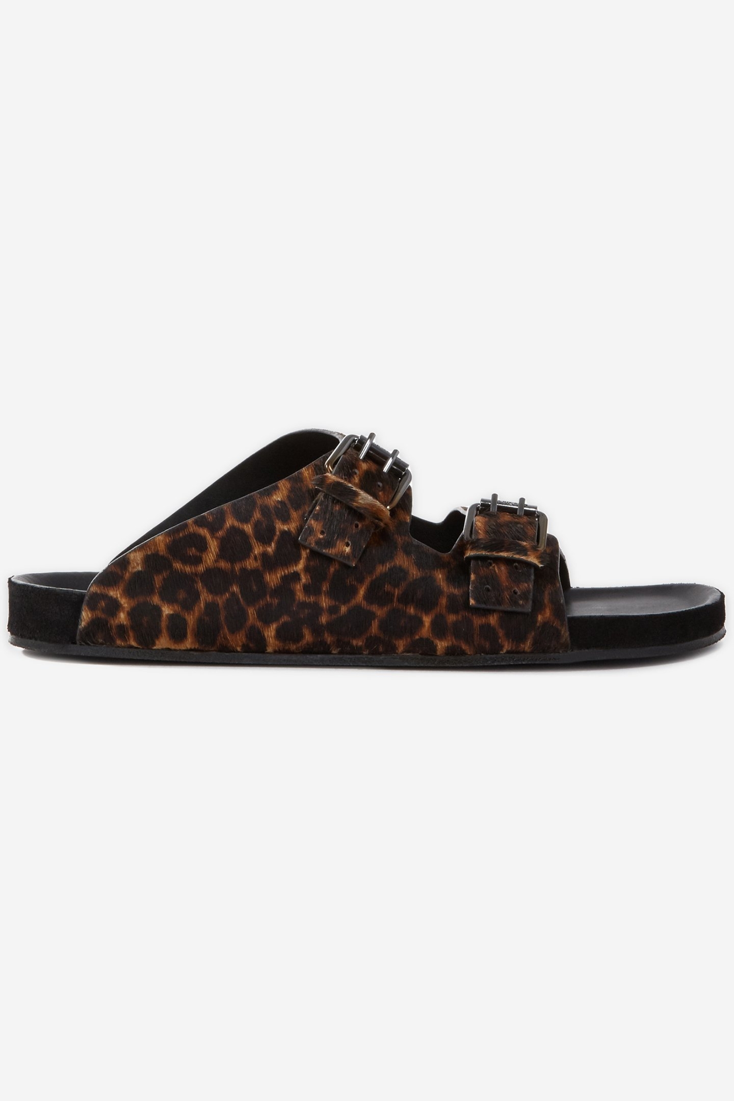 LEOPARD-LOOK POLISH LEATHER SANDALS 1