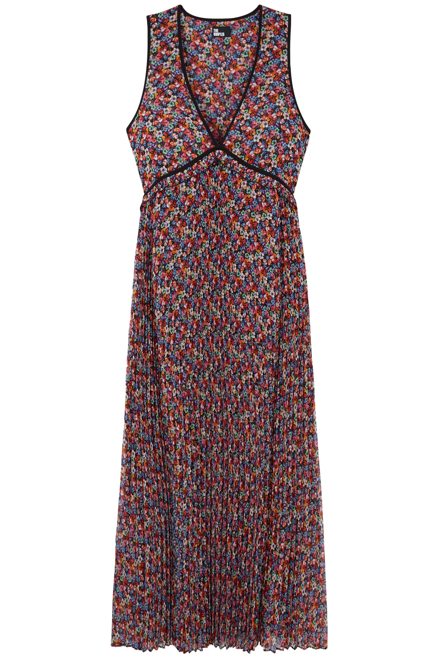 SLEEVELESS DRESS WITH LONG PLEATED SKIRT MULTICOLOR 1