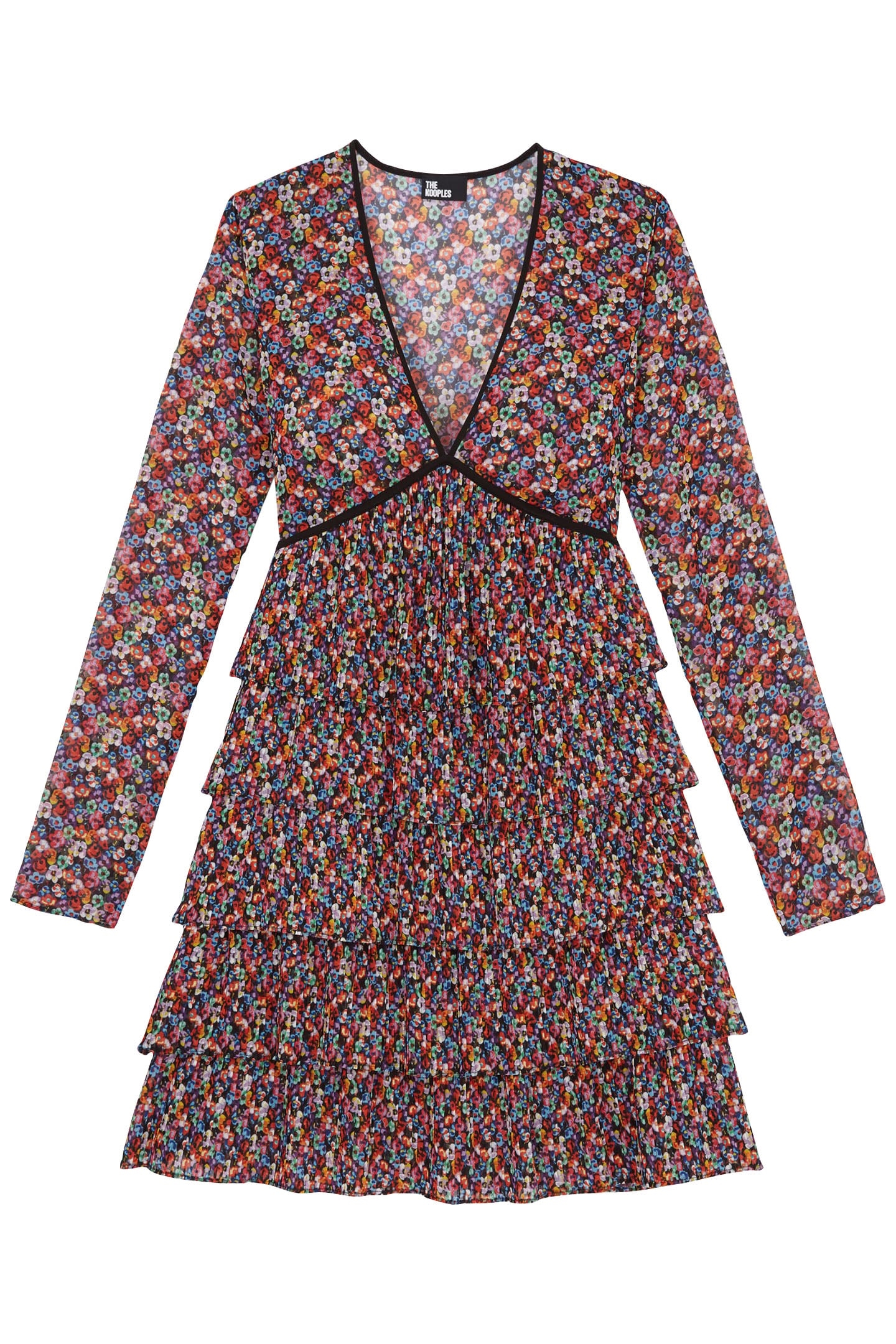 LONG SLEEVE DRESS WITH SHORT PLEATED SKIRT MULTICOLOR 1