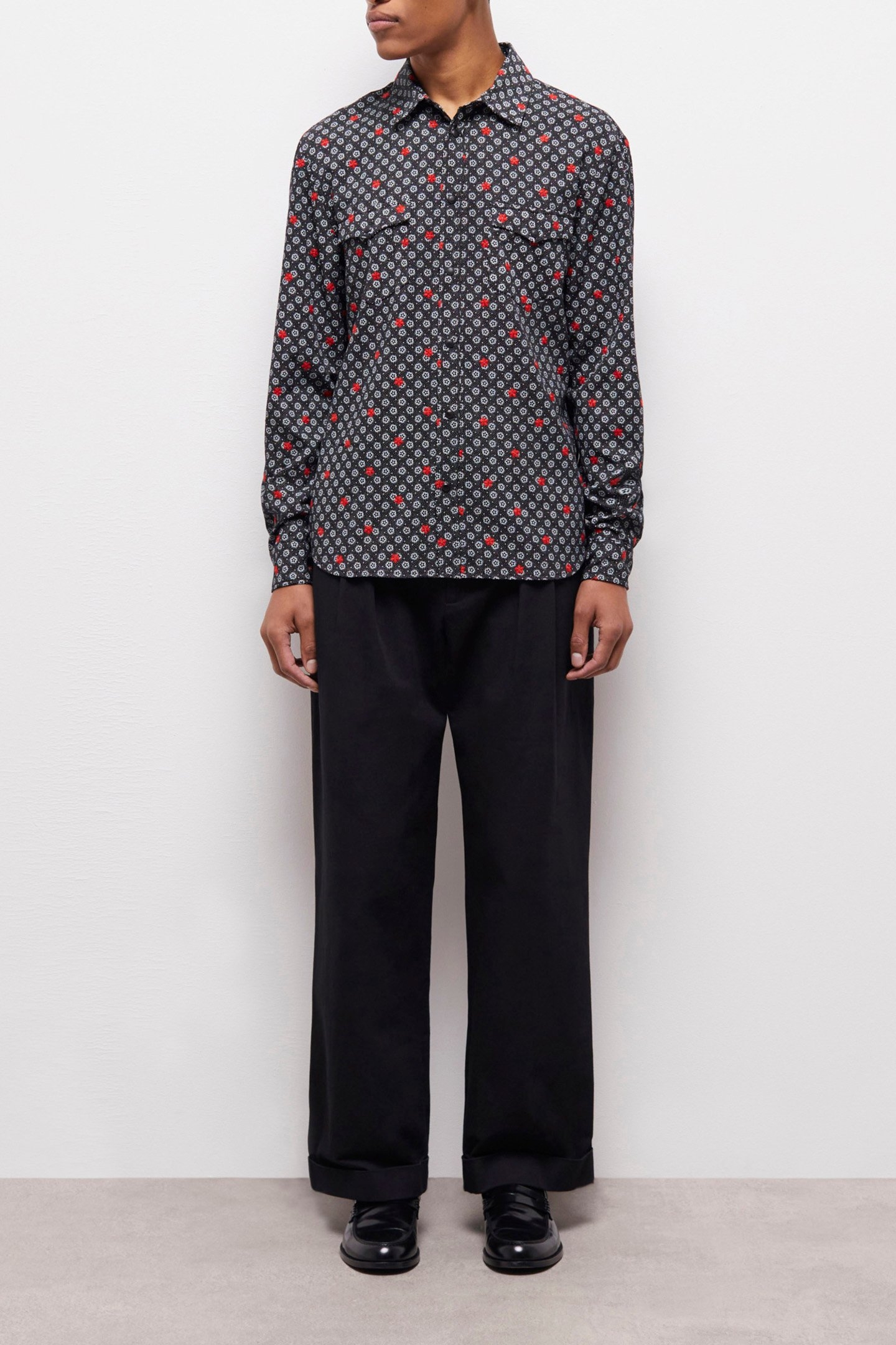 COWBOY SHIRT PRINTED WITH BLACK POLKA DOTS BLACK 1