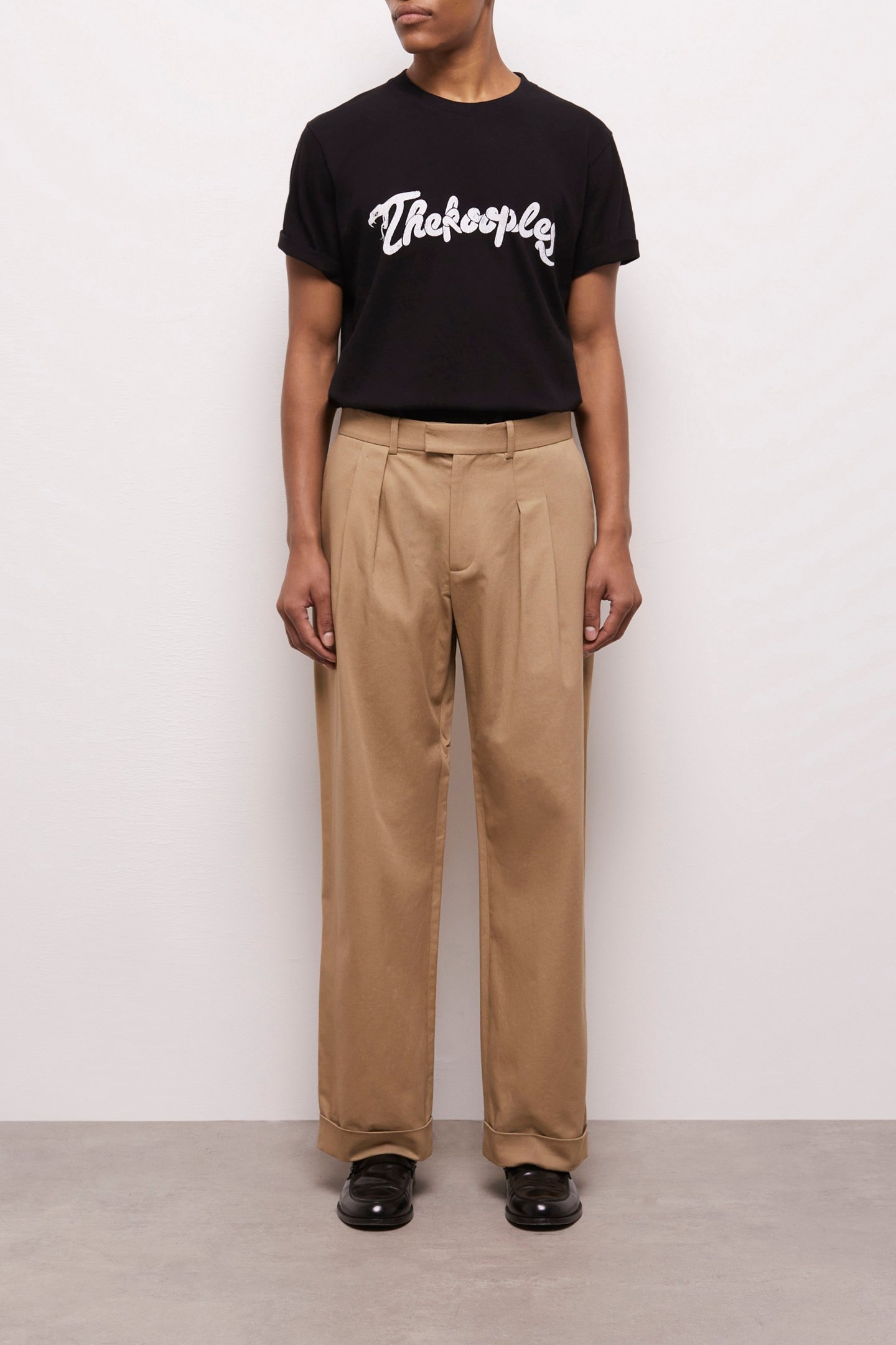 PLEATED TROUSERS WITH TURNS CAMEL 1