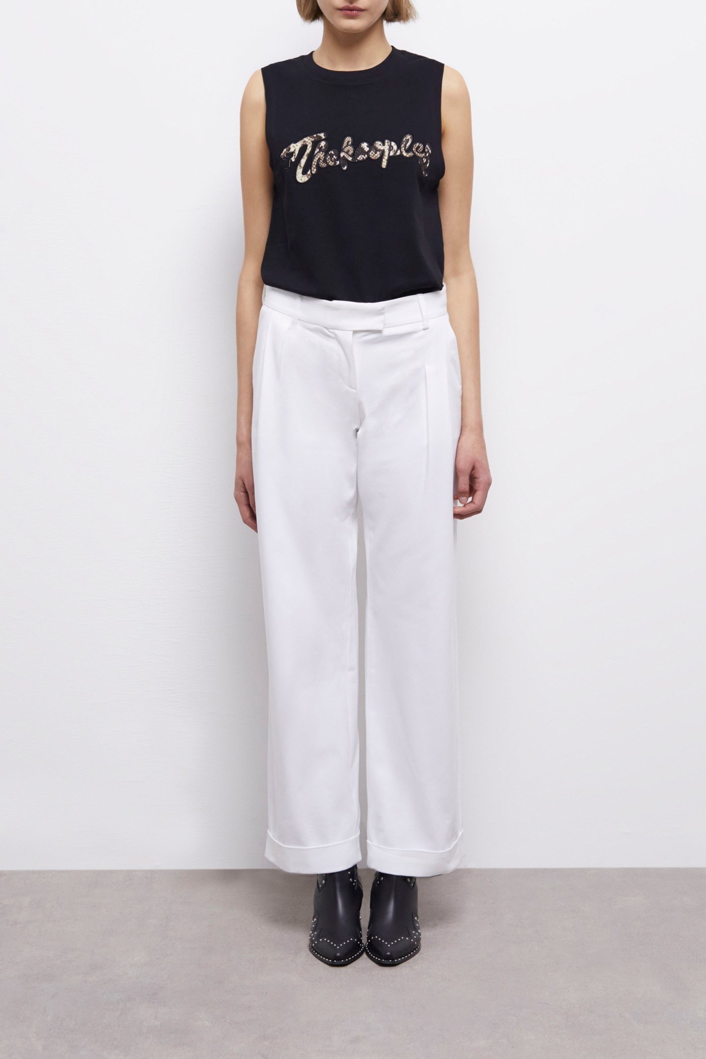 PLEATED TROUSERS WITH TURNS WHITE 1