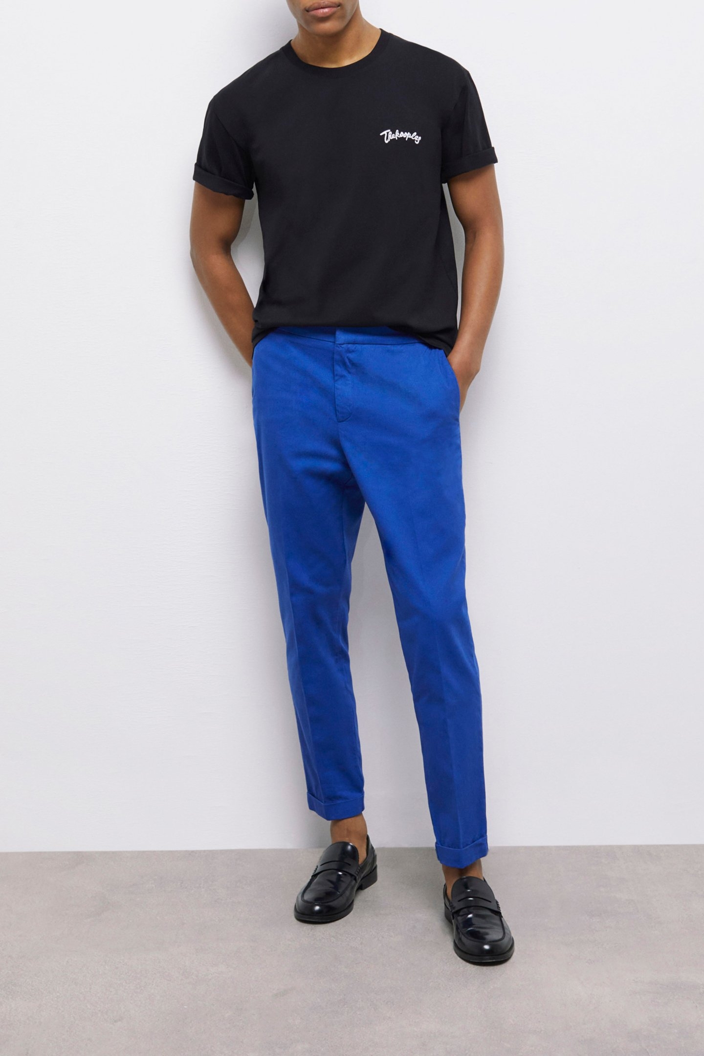STRAIGHT PANTS WITH SEMI-ELASTICATED WAISTBAND BLUE 4