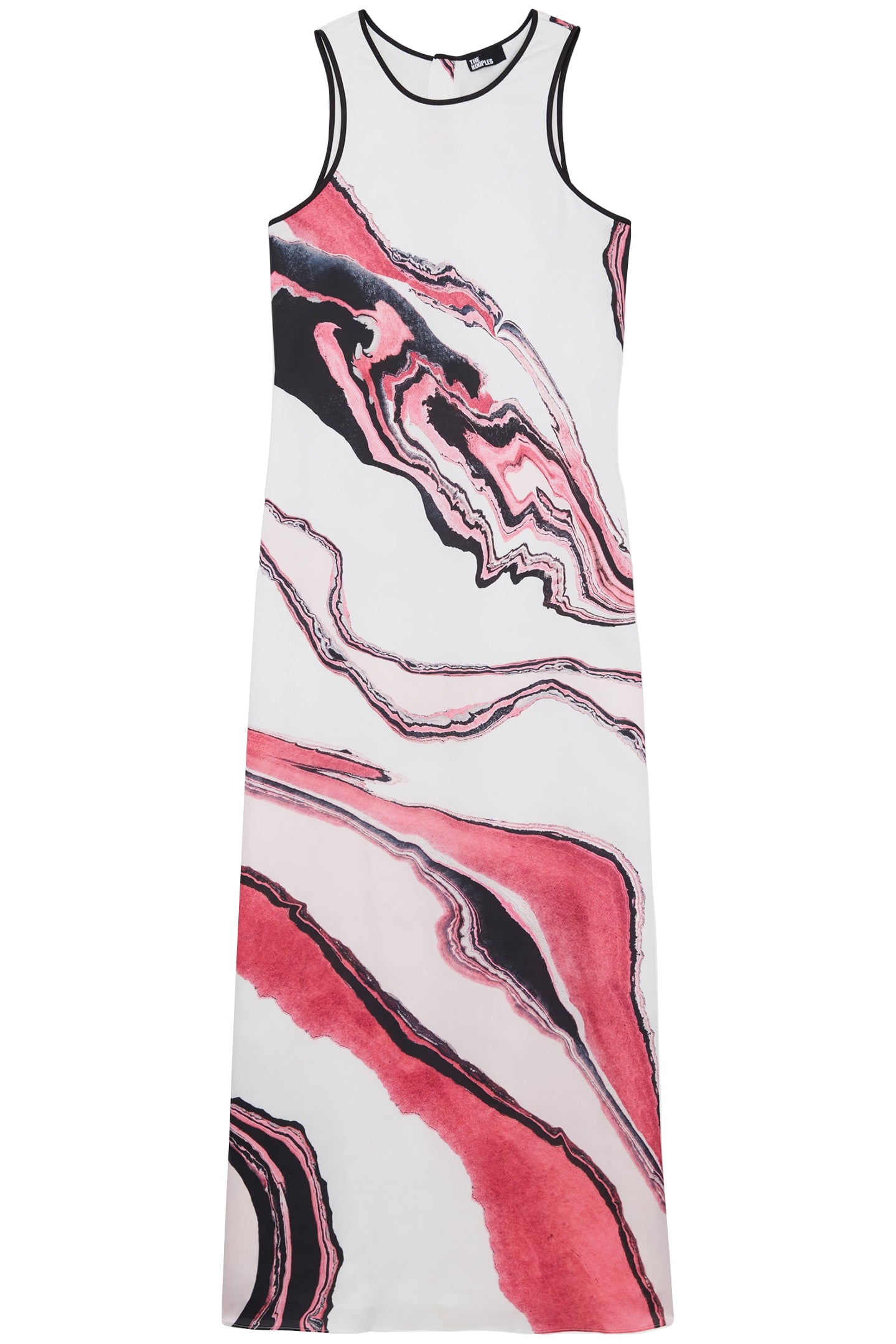 LONG SLEEVELESS DRESS WHITE PINK 1