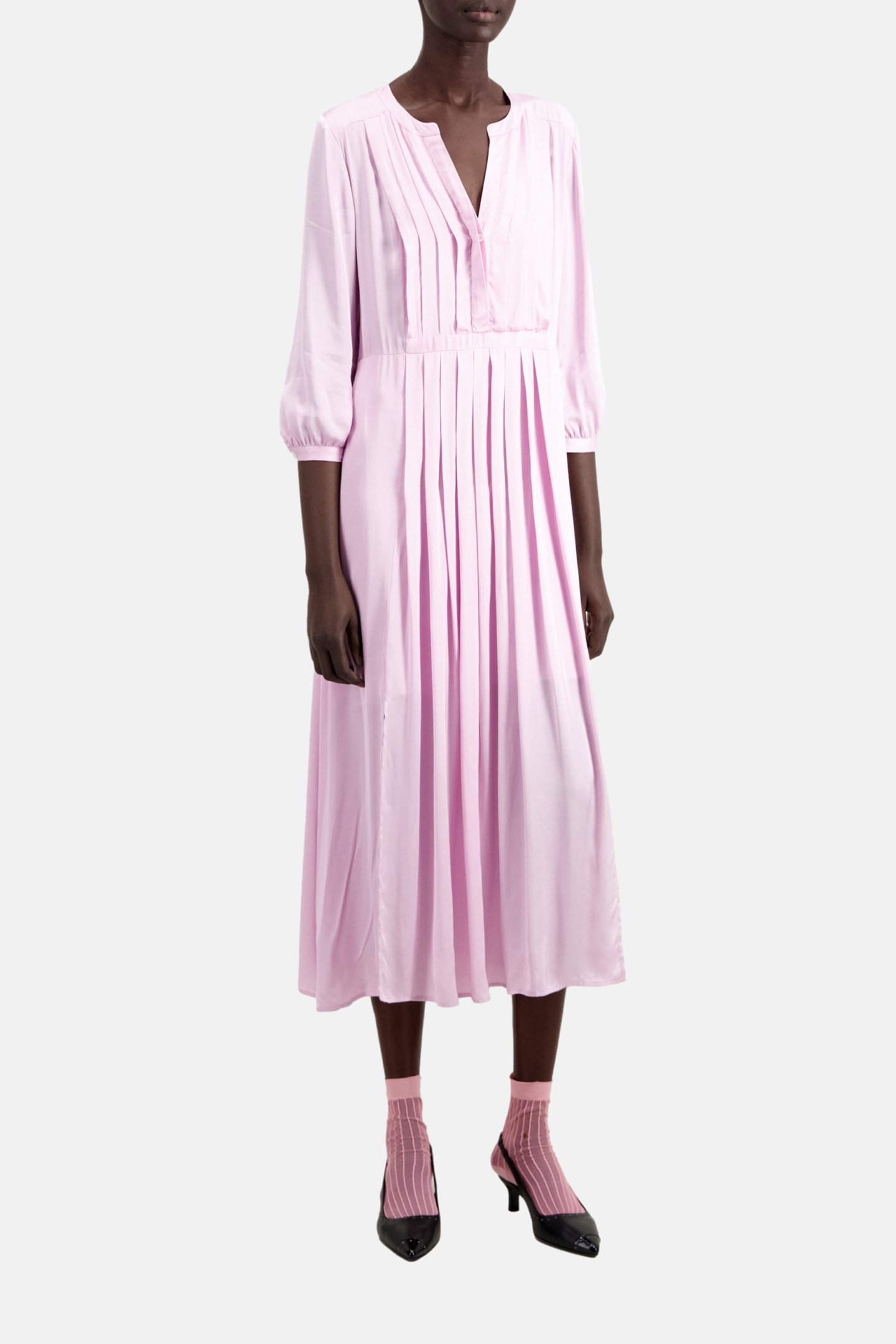 LONG PLEATED DRESS PALE PINK 4