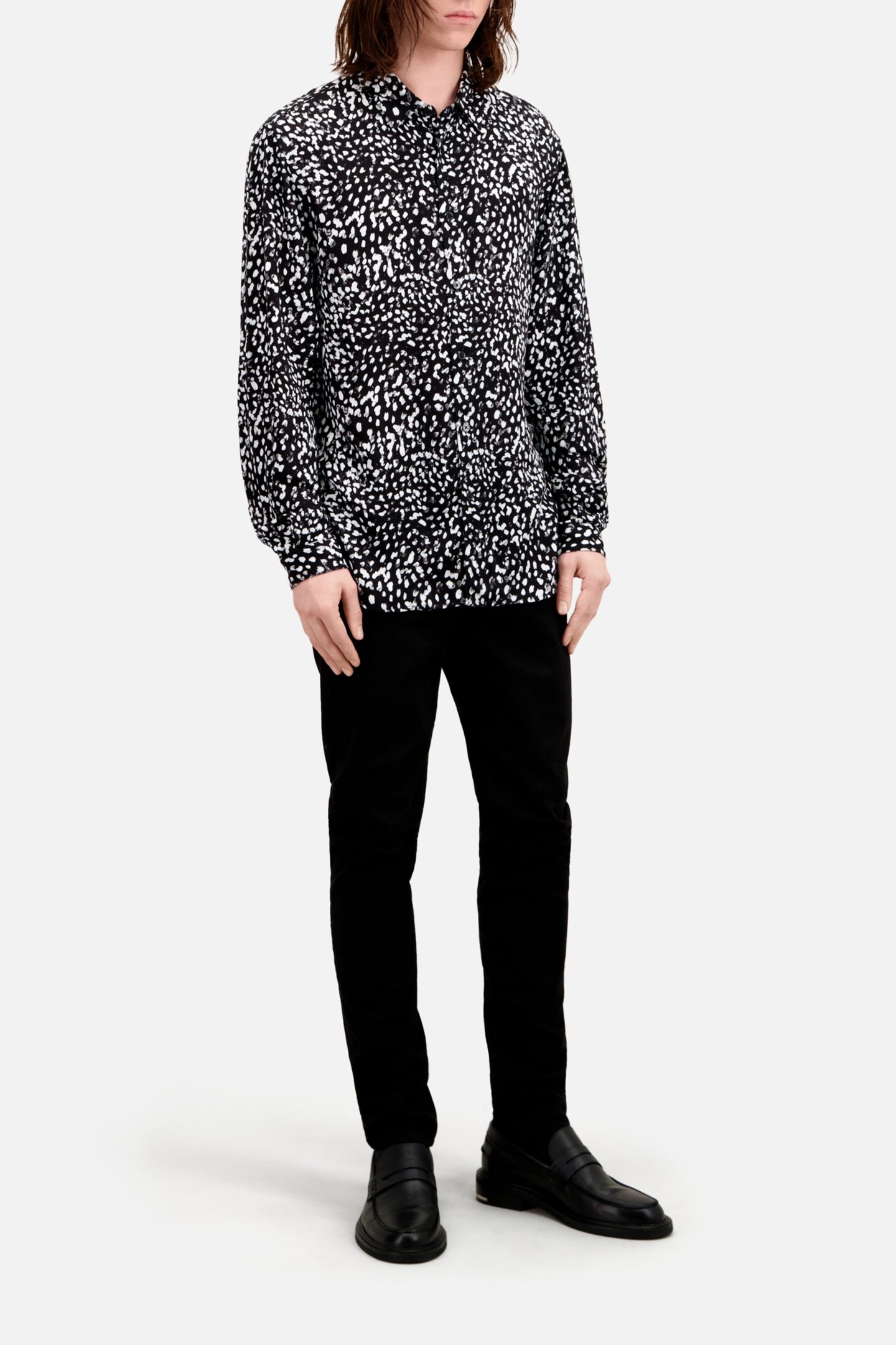 SLIM D LONG SLEEVE SHIRT BLACK-ECRU 5