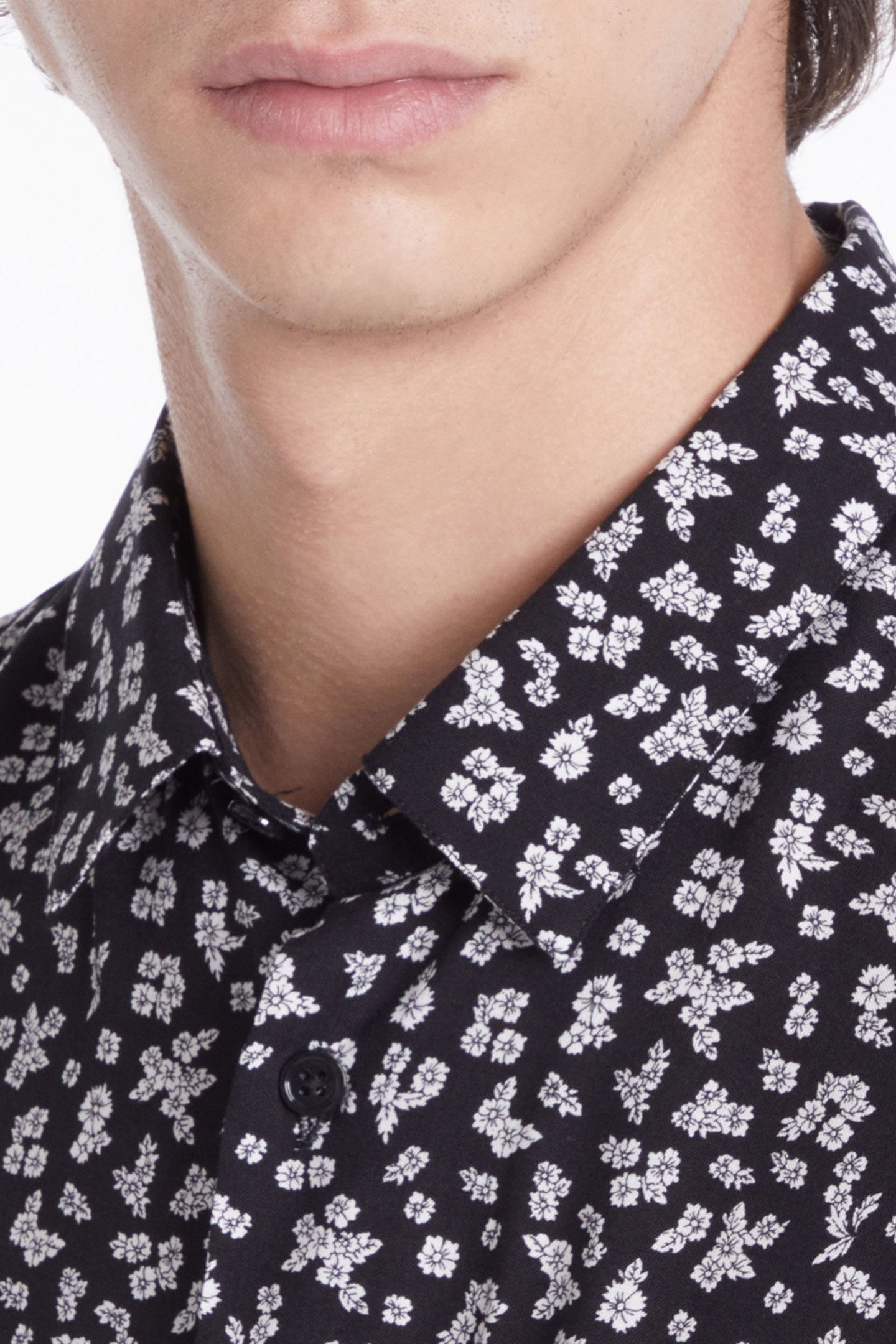 SLIM D LONG SLEEVE SHIRT BLACK-ECRU 6