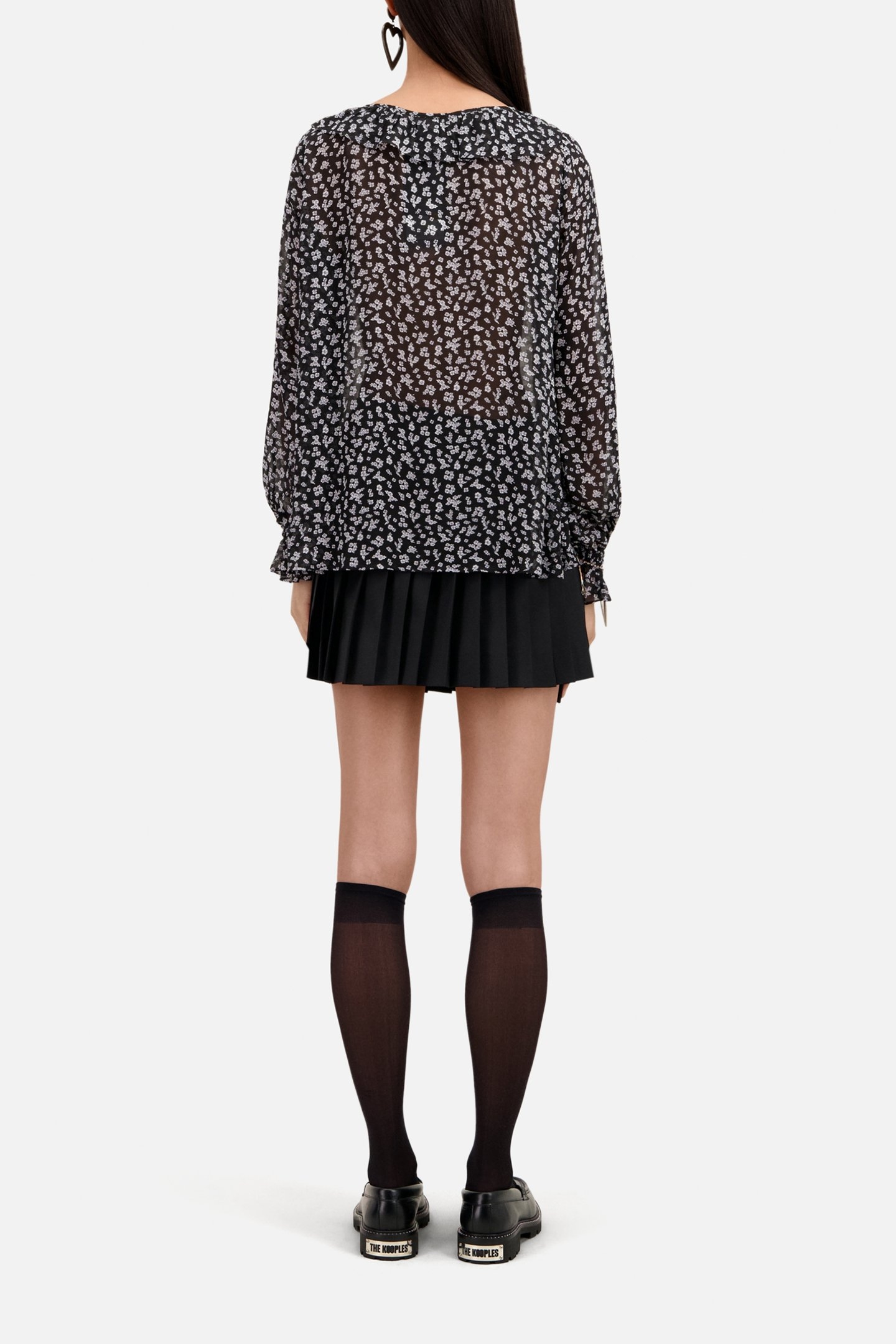 LONG SLEEVE TOP WITH RUFFLE DETAIL BLACK-ECRU 3