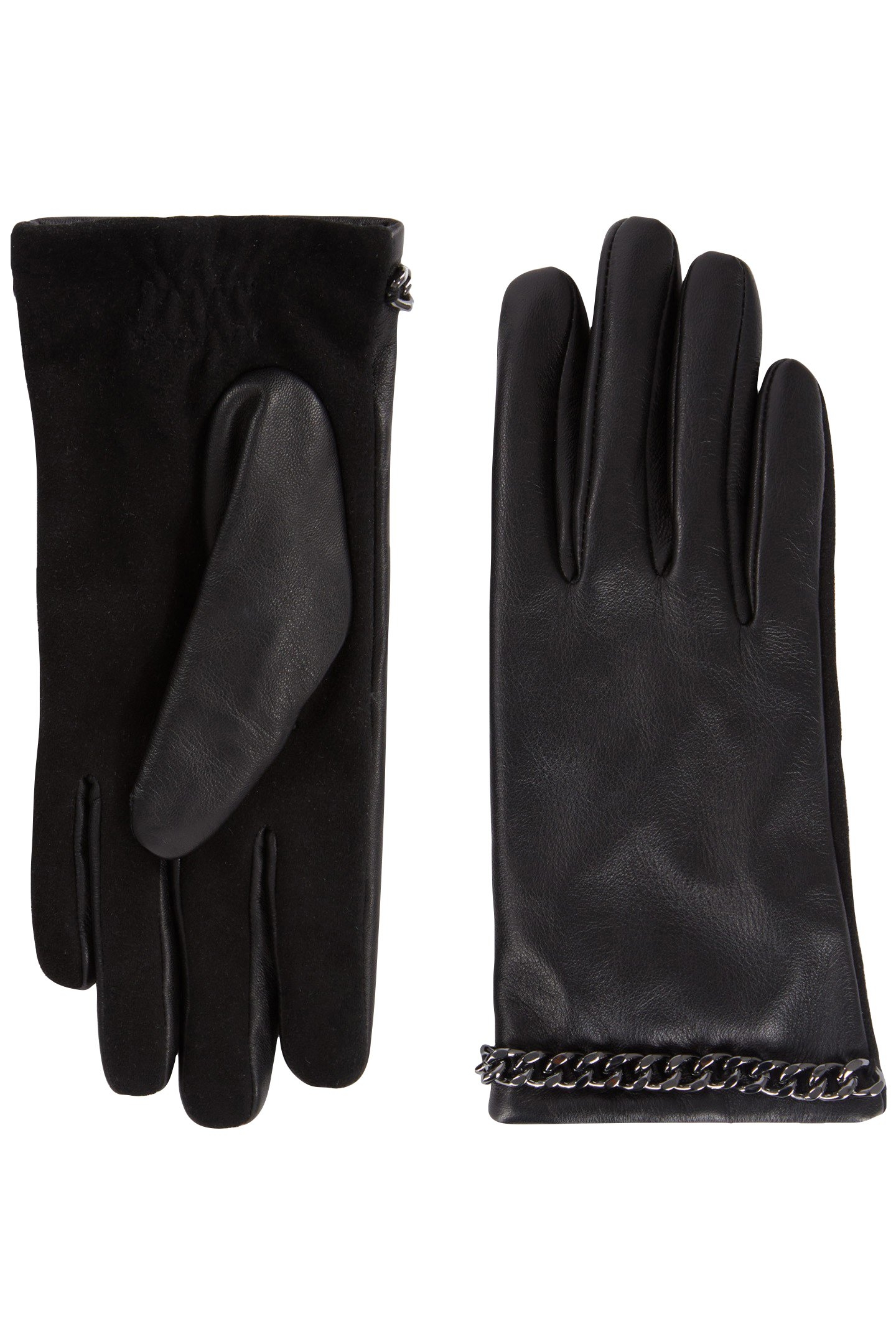 LEATHER GLOVES WITH CHAIN BLACK 1