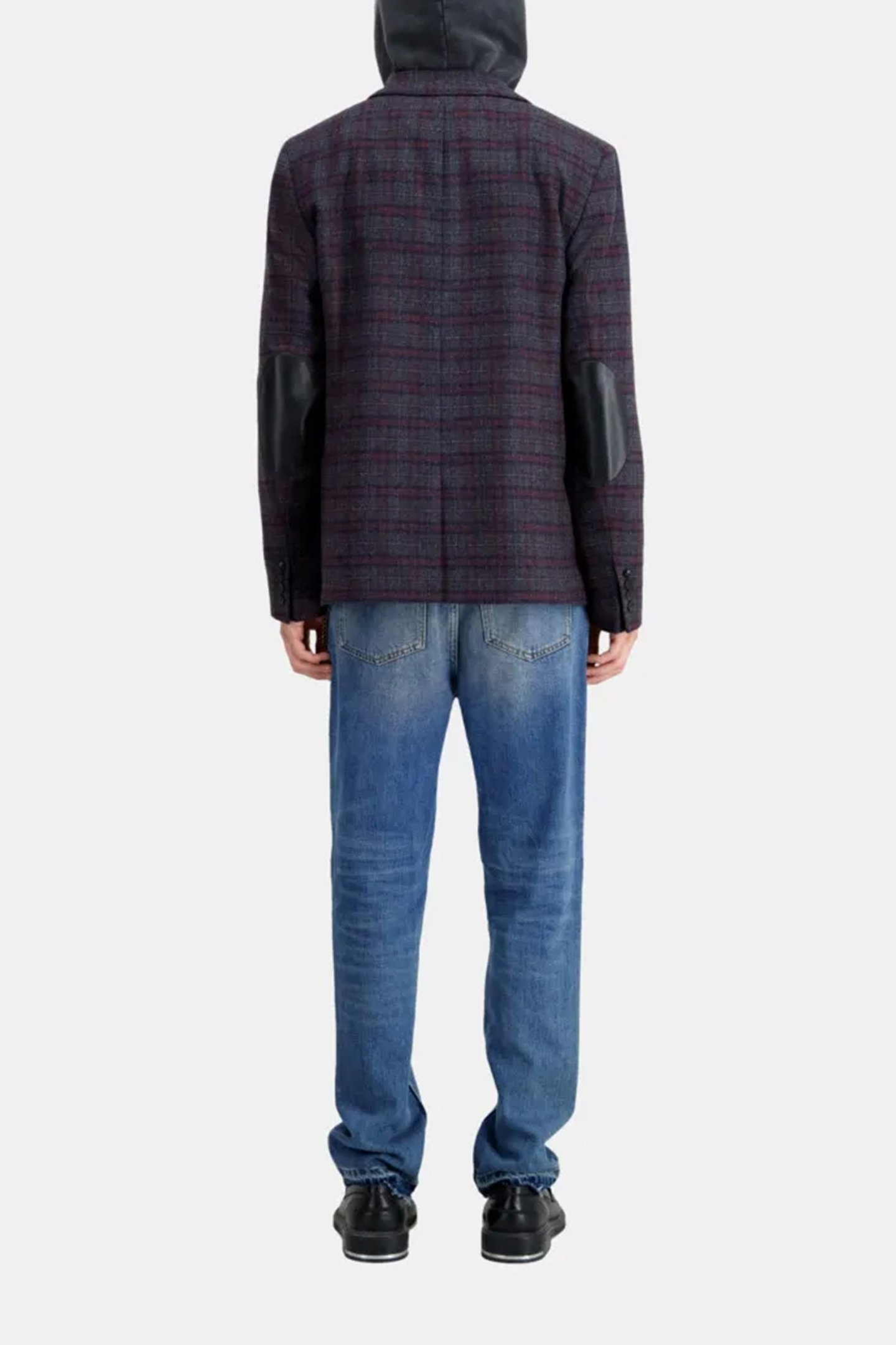 PLAID JACKET WITH LEATHER ELBOW PADS CARREAUX 2