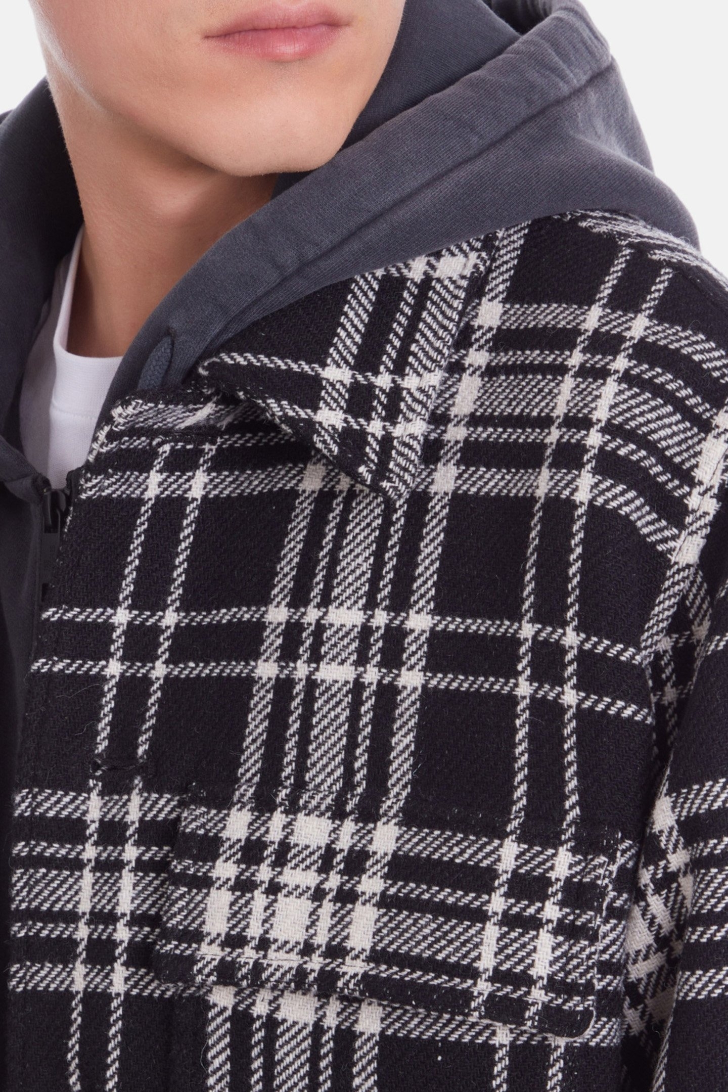 UNLINED OVERSHIRT JACKET BLACK WHITE 5