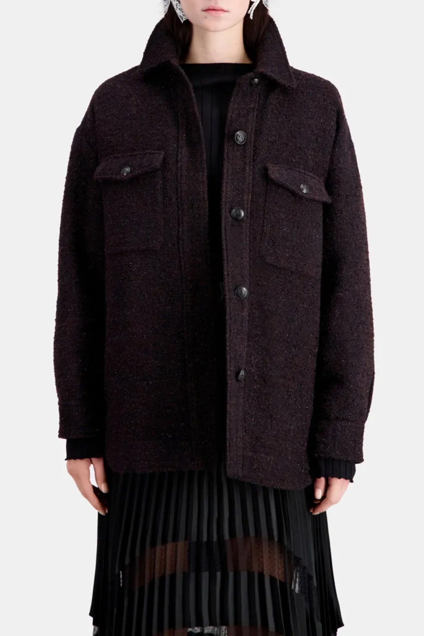 TWEED OVERSHIRT JACKET BURGUNDY 1