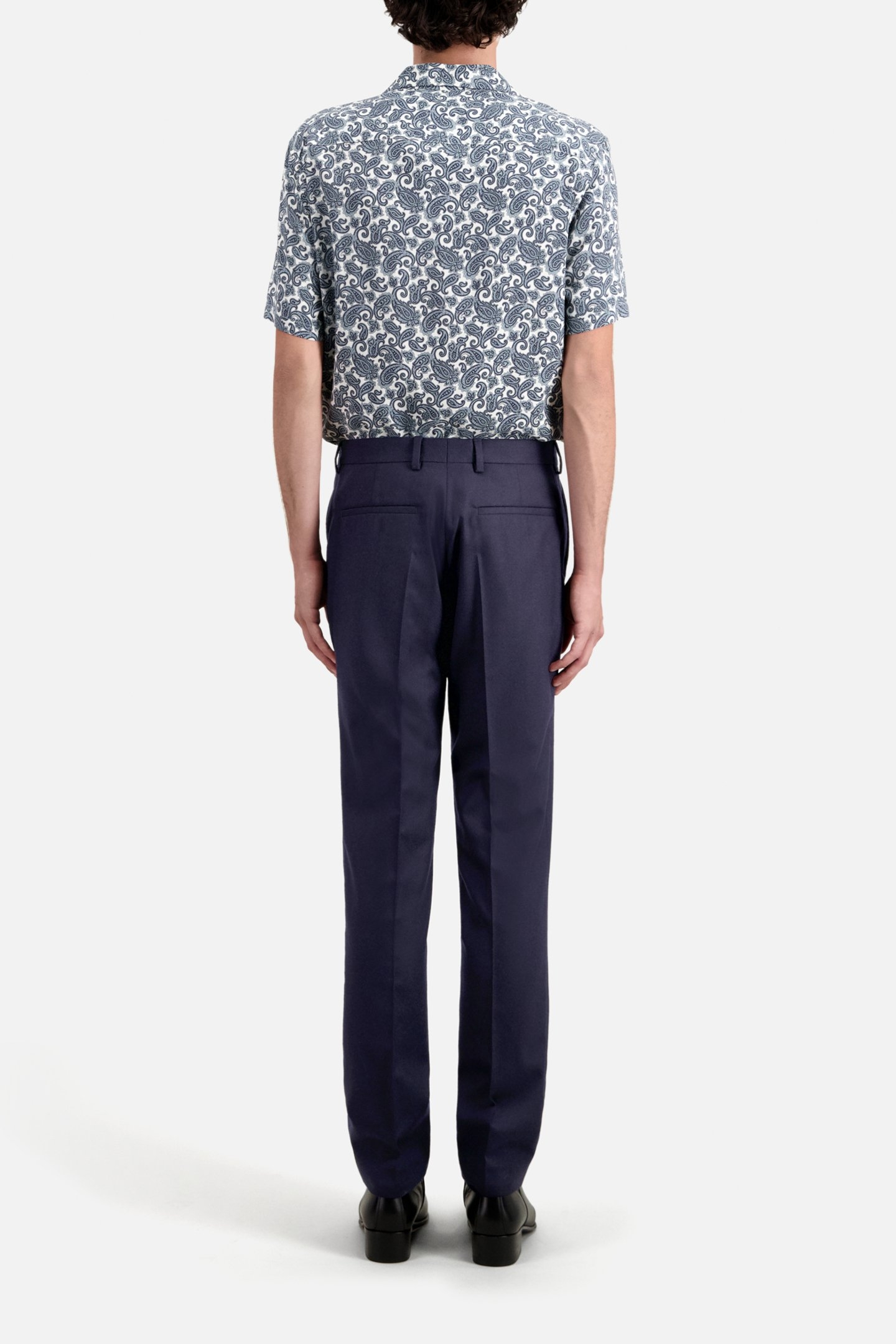 FITTED FLANNEL SUIT PANTS NAVY 2