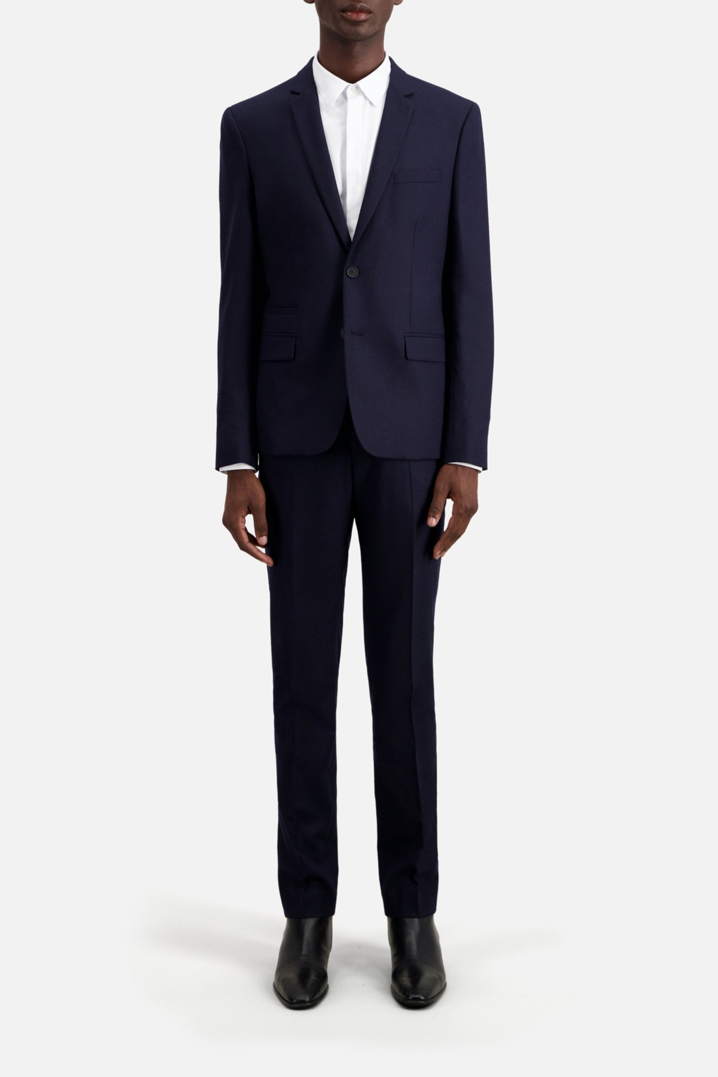 FITTED FLANNEL SUIT JACKET NAVY 2