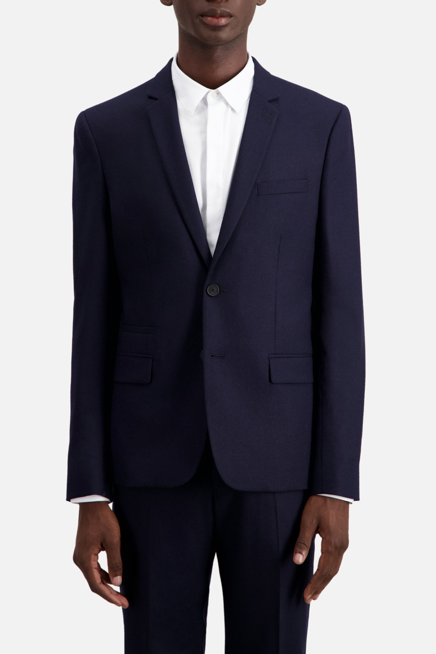 FITTED FLANNEL SUIT JACKET NAVY 1