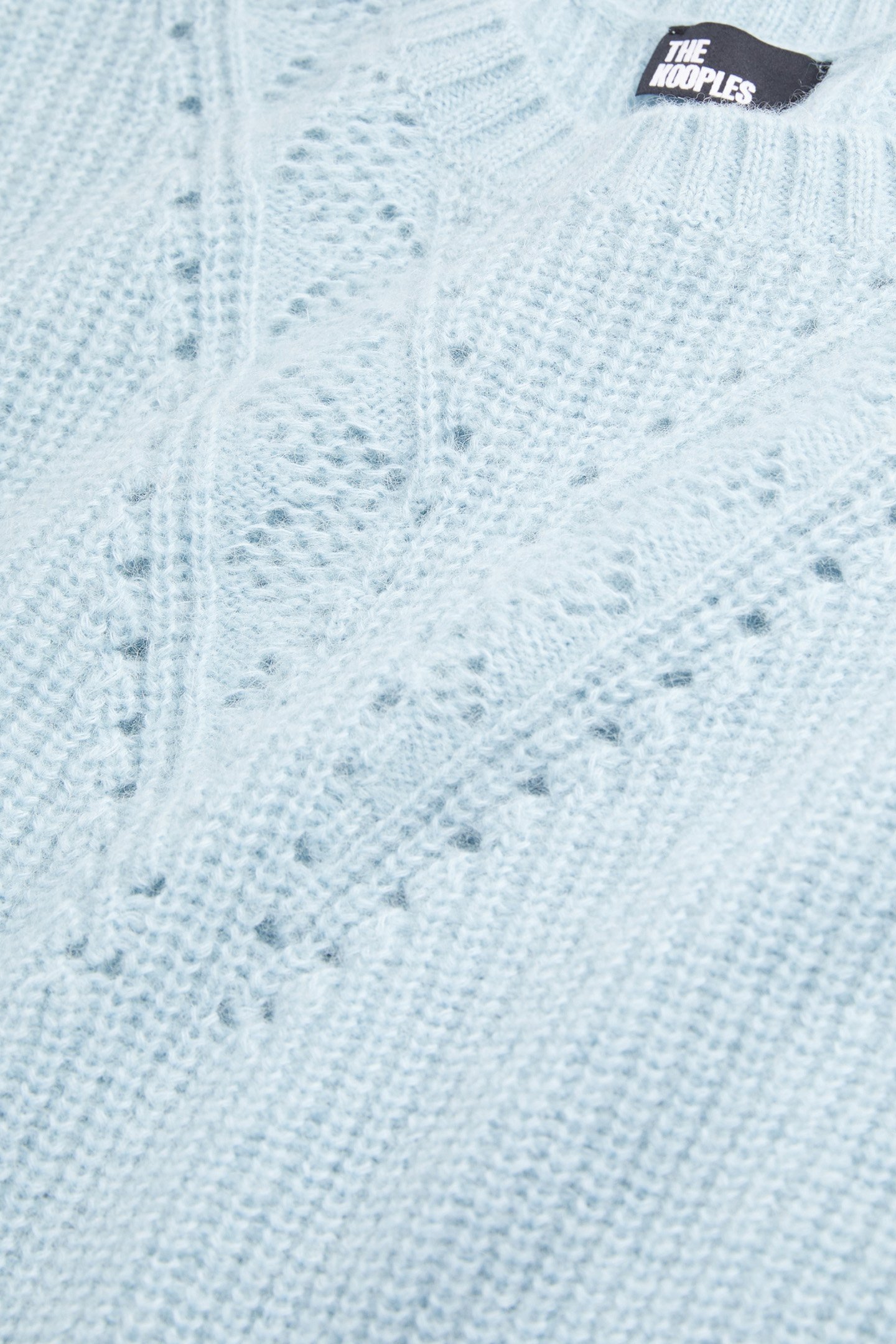 ROUND NECK SWEATER IN PEARL AND POINTELLE RIB BLUE GREY 5