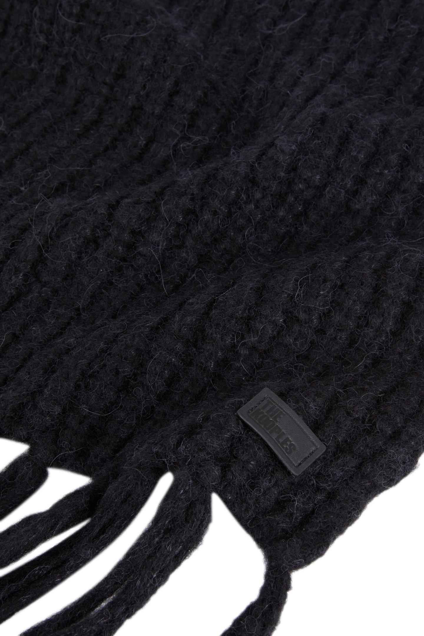 BEADED RIB SCARF WITH FRINGES BLACK 5