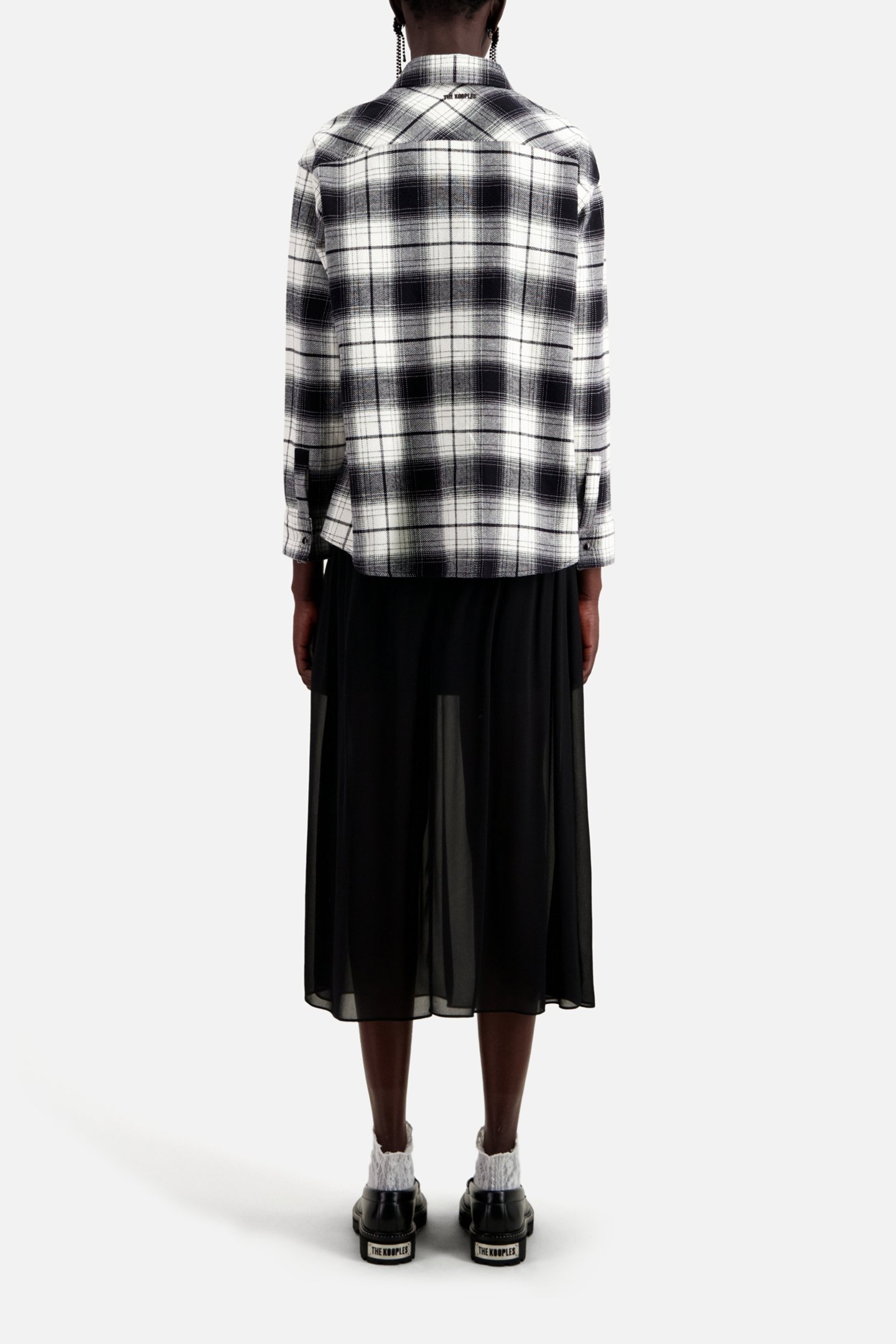 LONG-SLEEVED PLAID SHIRT BLACK WHITE 3