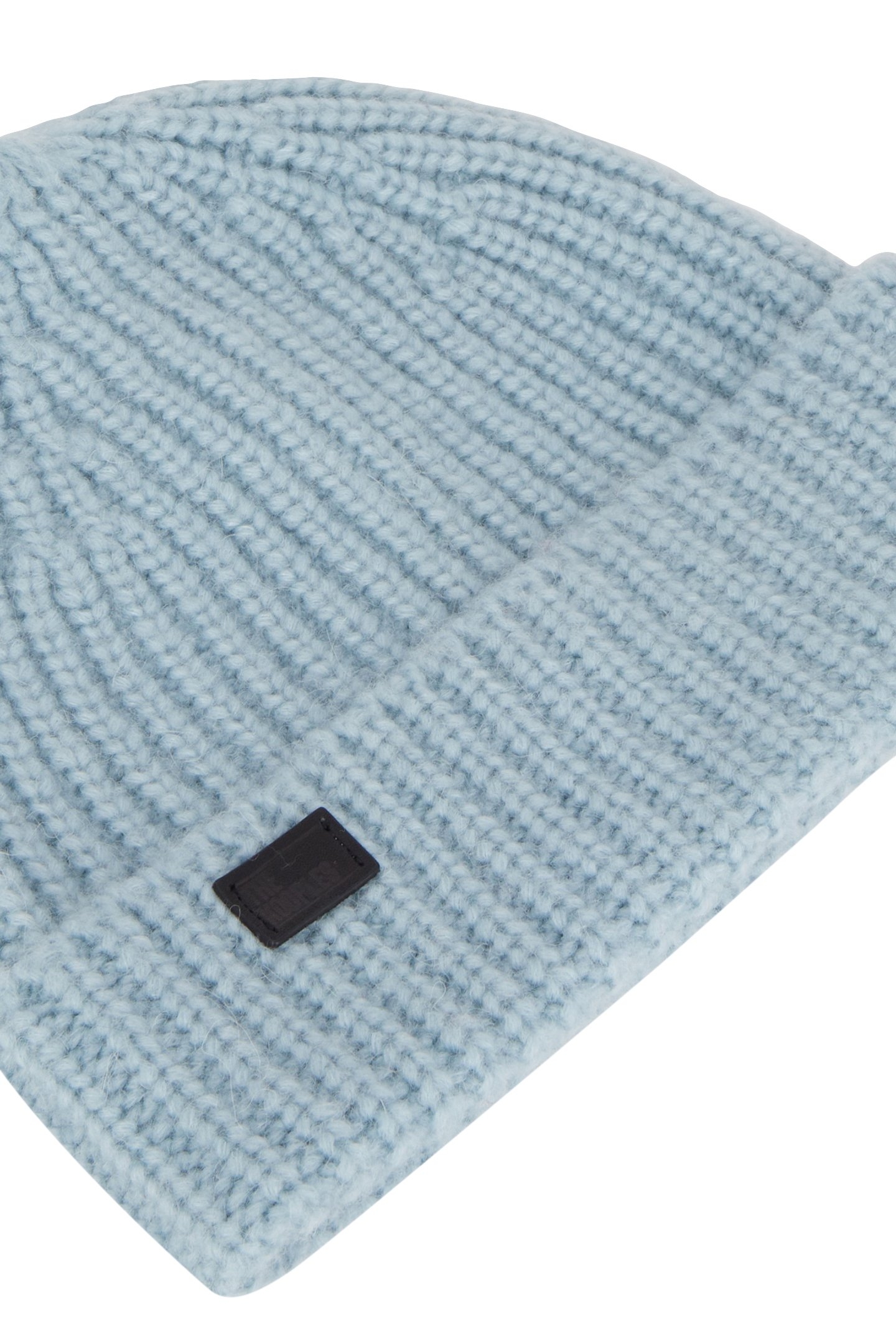 ALPACA WOOL HAT WITH LEATHER PATCH BLUE GREY 3