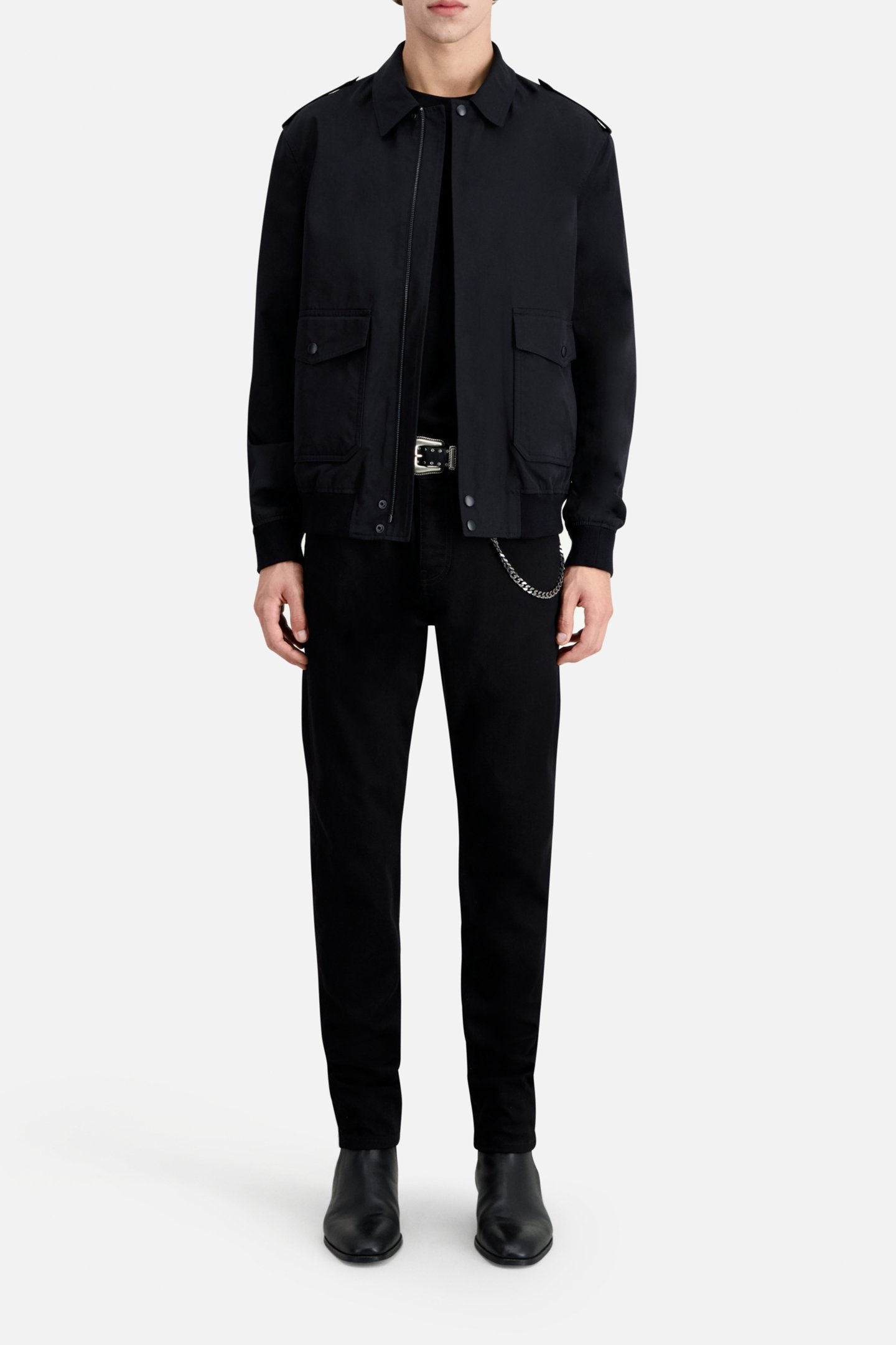 JACKET WITH COLLAR AND FRONT PATCH POCKETS BLACK 2