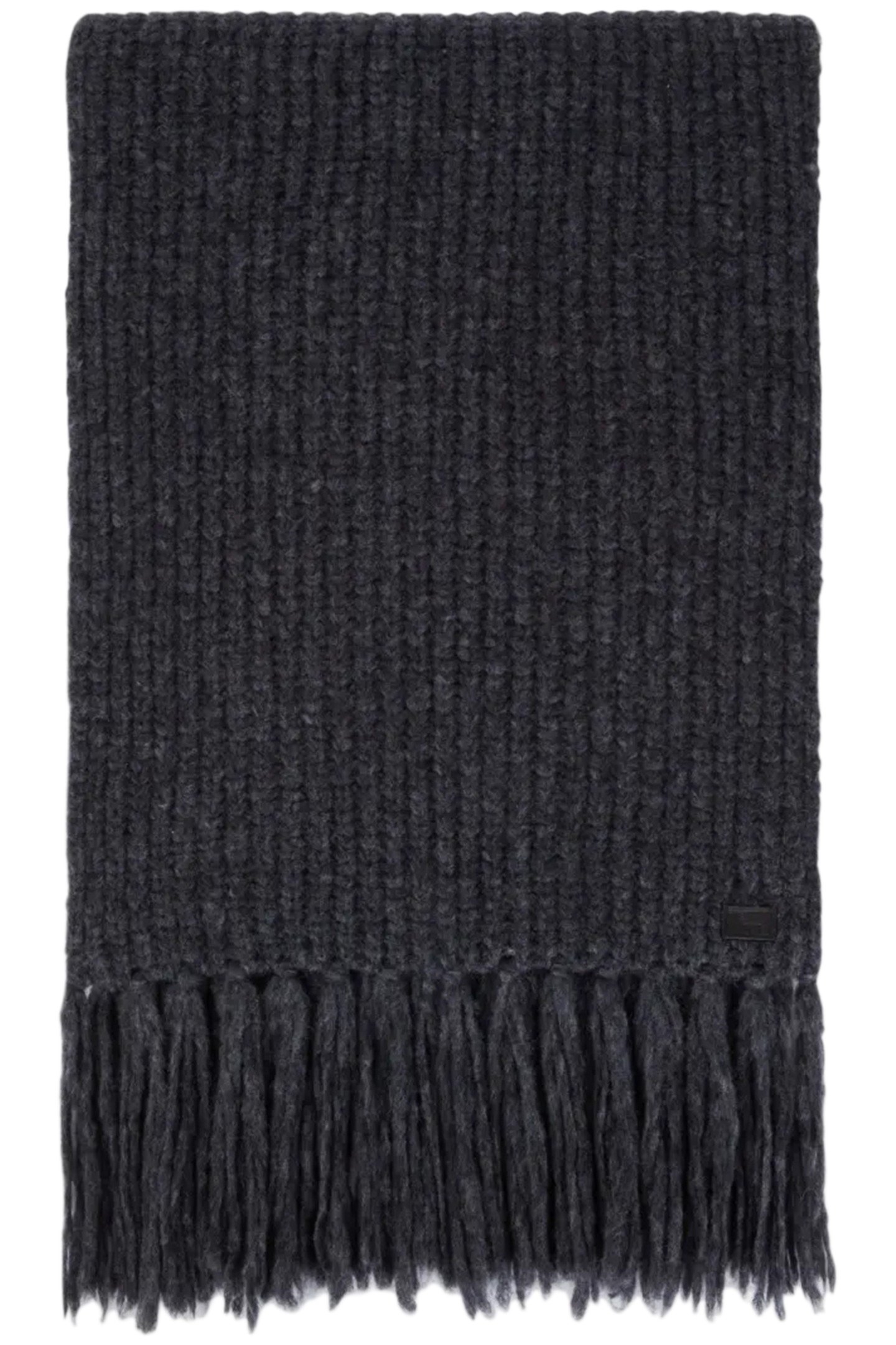 BEADED RIB SCARF WITH FRINGES ANTHRACITE MELANGE 1