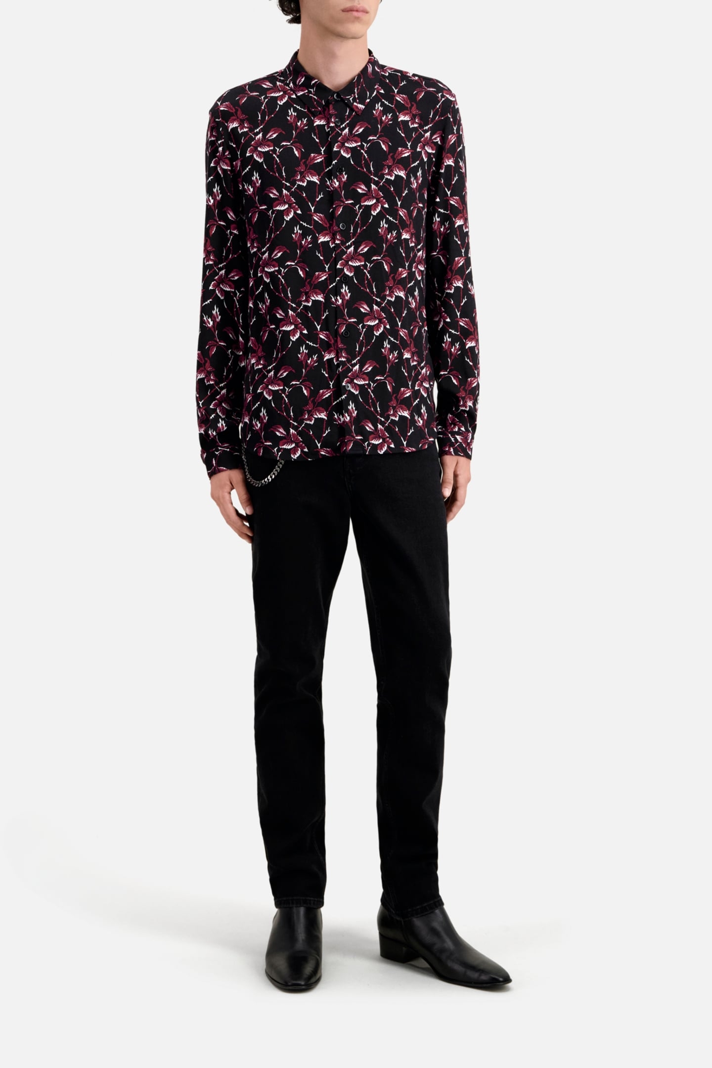 LONG SLEEVE SHIRT BLACK-BURGUNDY 5