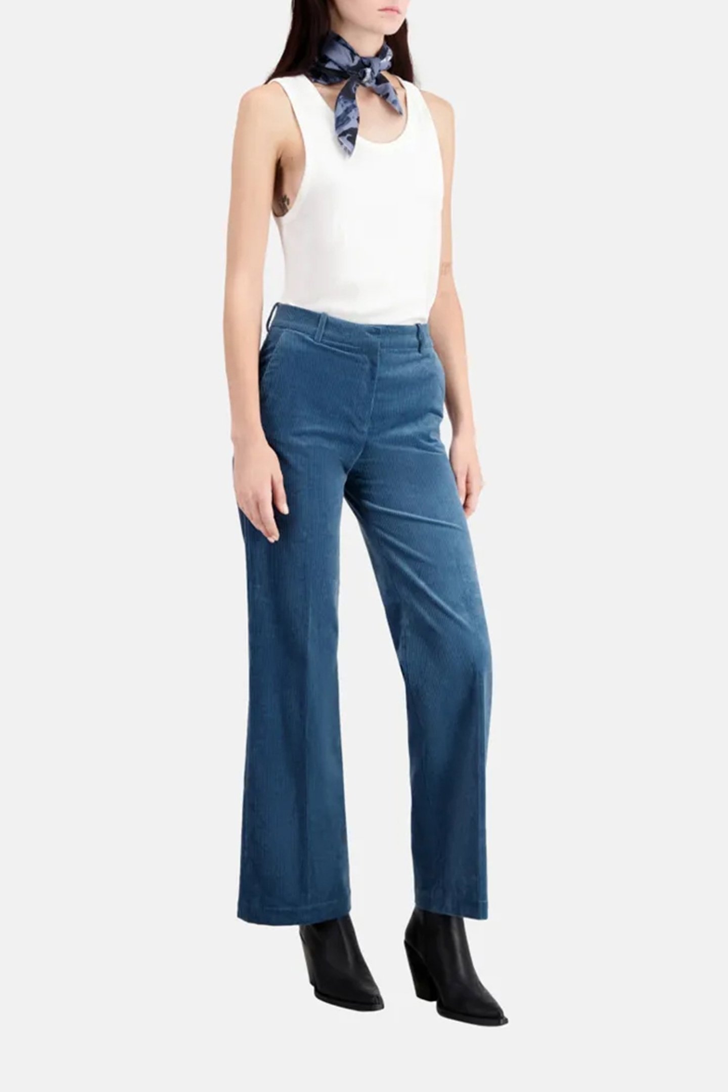 PANTS EN VELOURS COTE BLUE PETROL 2