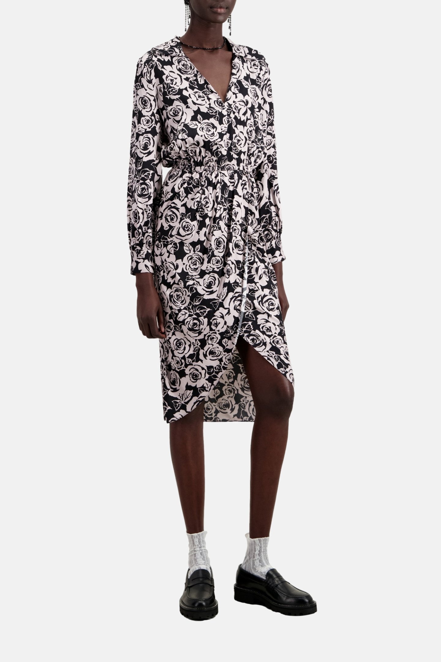 LONG DRESS WITH LONG SLEEVES BLACK/PINK 5