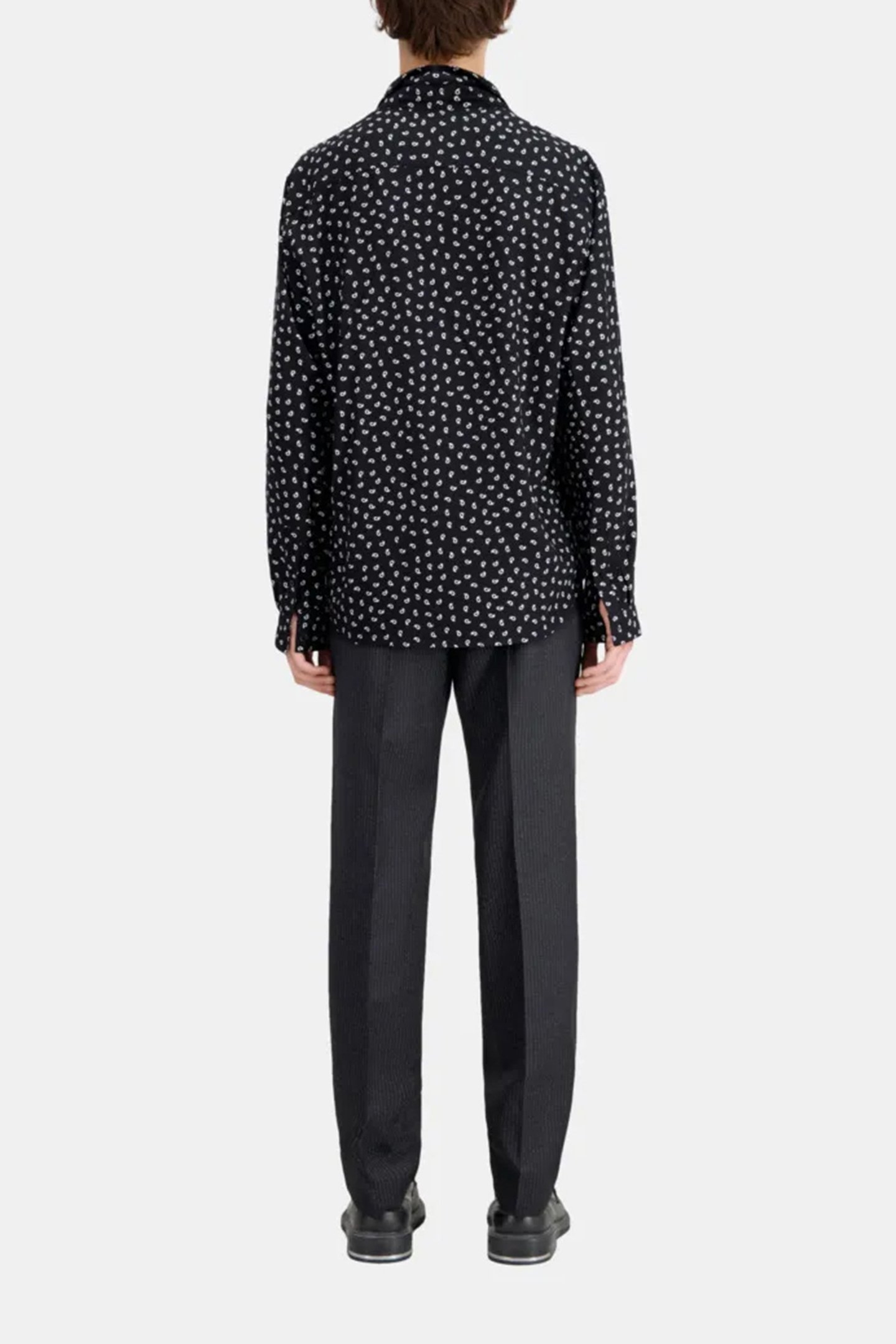 LONG SLEEVE SHIRT WITH CLASSIC COLLAR BLACK WHITE 3