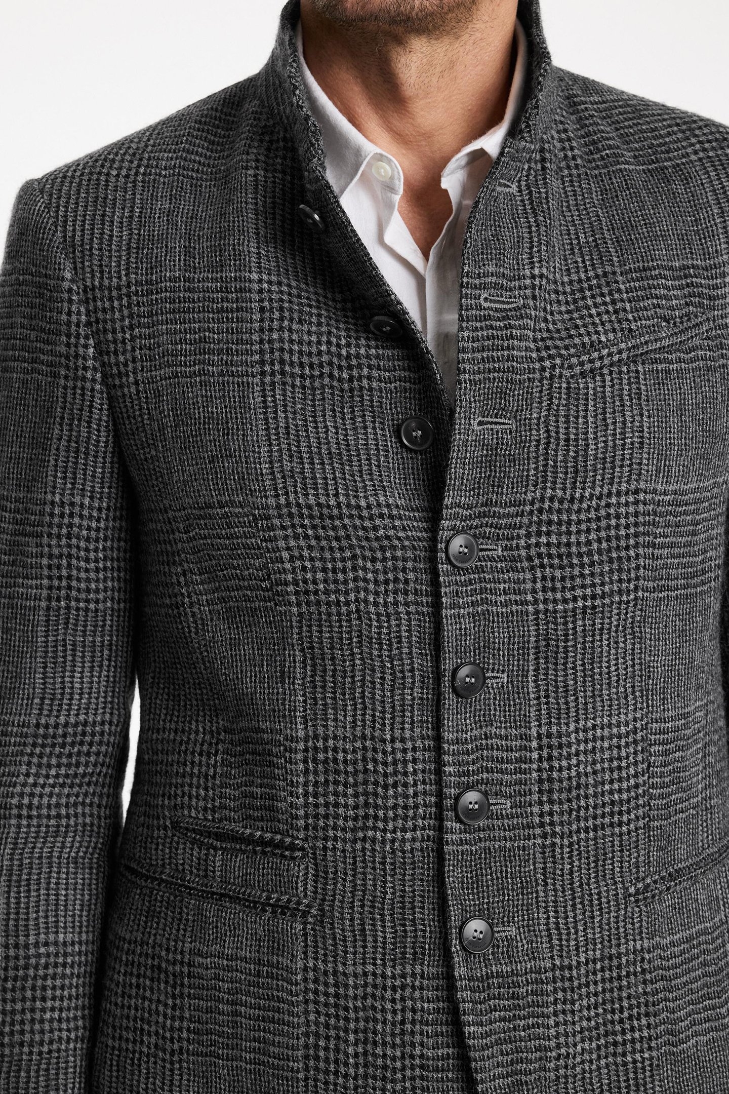 SLIM FIT MULTI BTN CLOSURE JACKET WITH S FLAT GREY 3