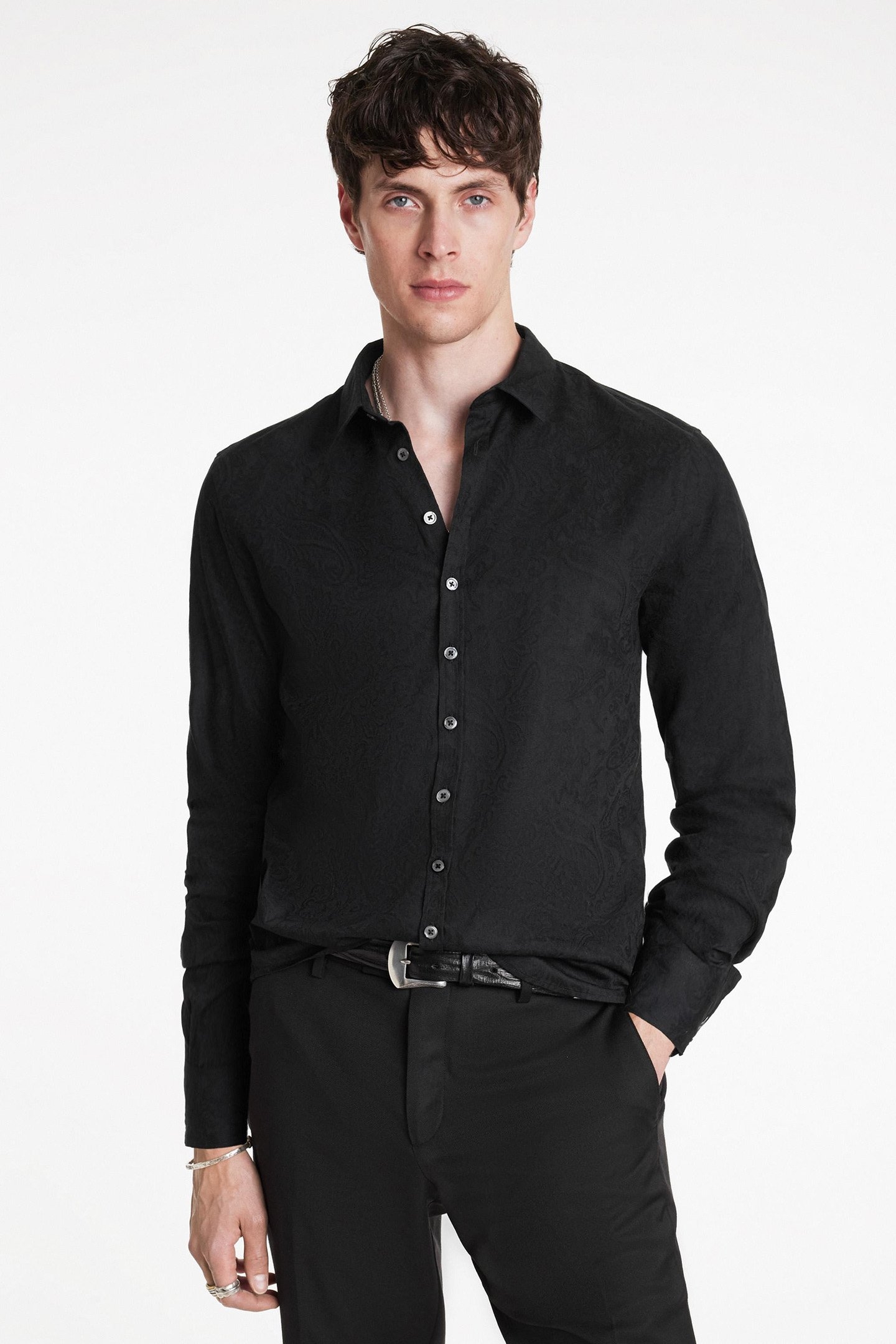 MULTI BUTTON SLIM FIT SHIRT BLACK 1