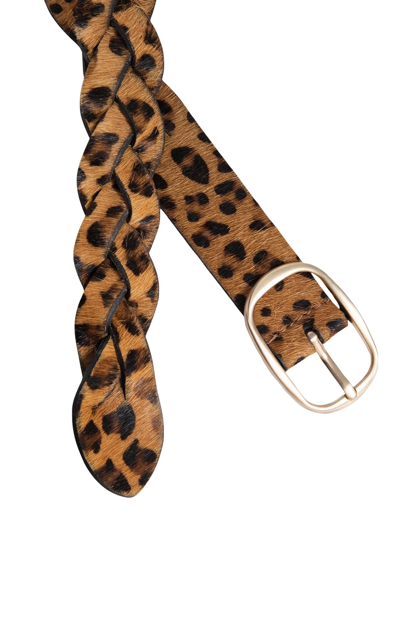 ALMA - BRAIDED LEATHER BELT WITH FOAL EFFECT AND LEOPARD PRI 3