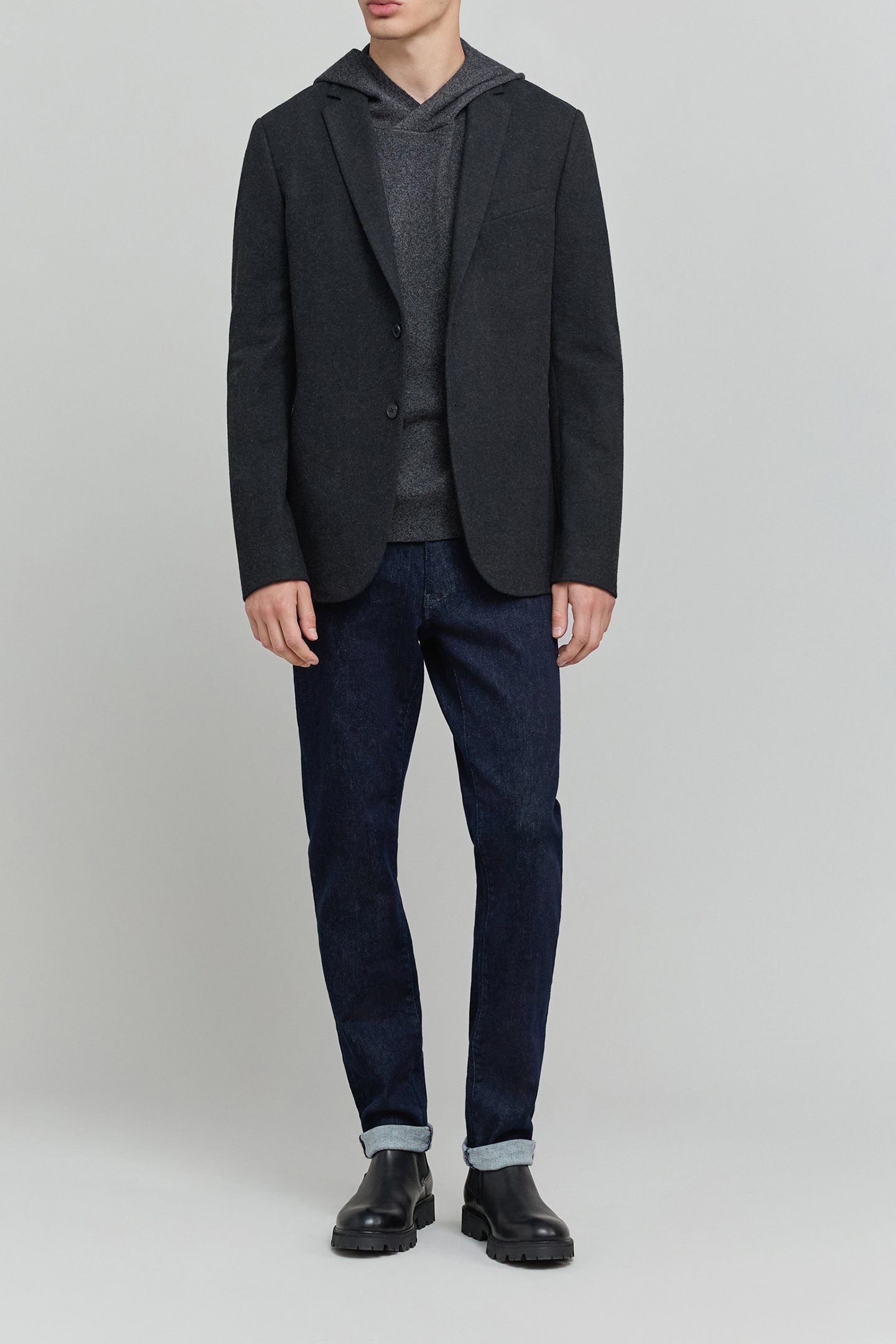 DRY FAST HOODED GRAPHITE KNIT SWEATER 5