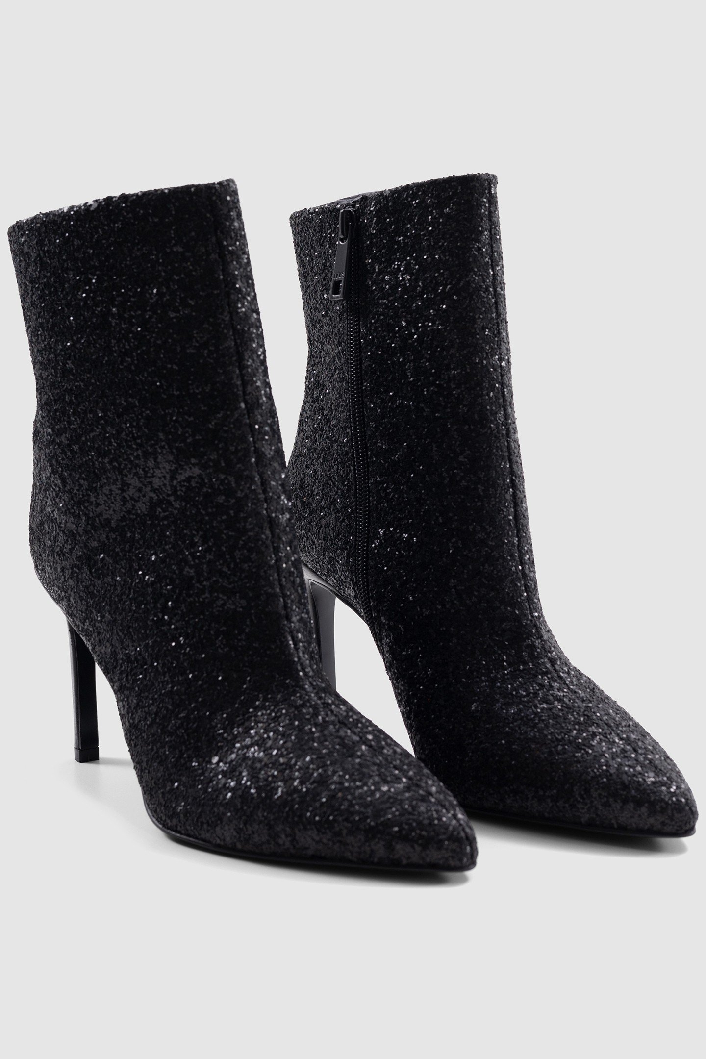 PURE EDITION-BLACK GLITTER HEELED BOOTIES 2