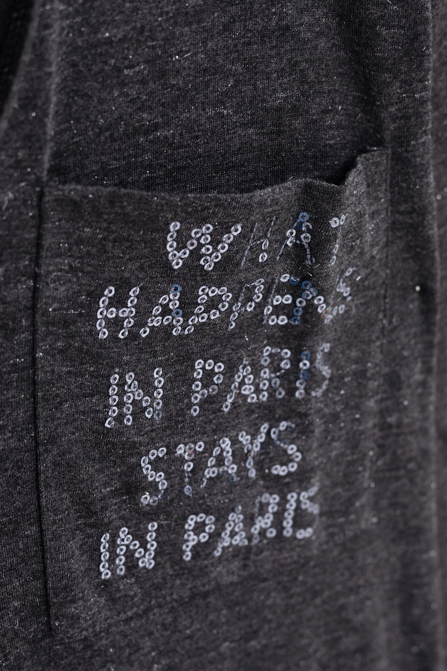 GRAY LUREX POCKET TEE WITH SEQUINS MESSAGE 5