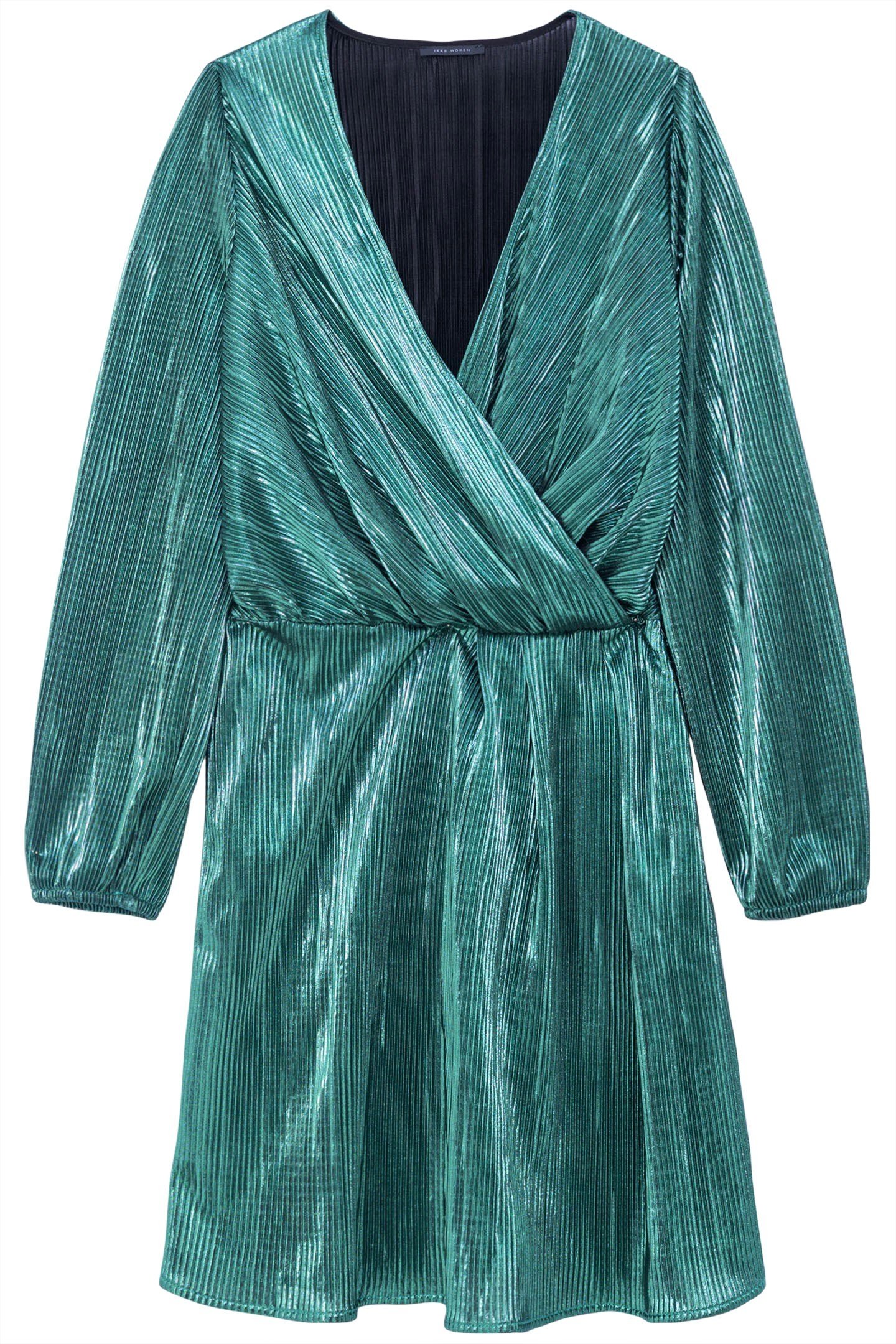 METALLIC EMERALD PLEATED DRESS 4