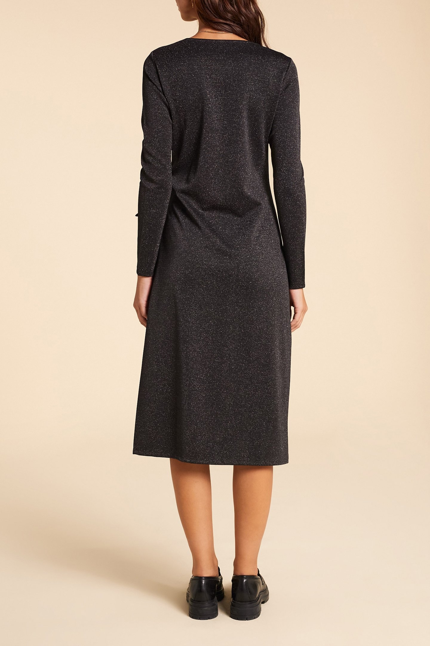 BLACK SEQUIN MESH MAXI DRESS WITH SIDE TIE 2