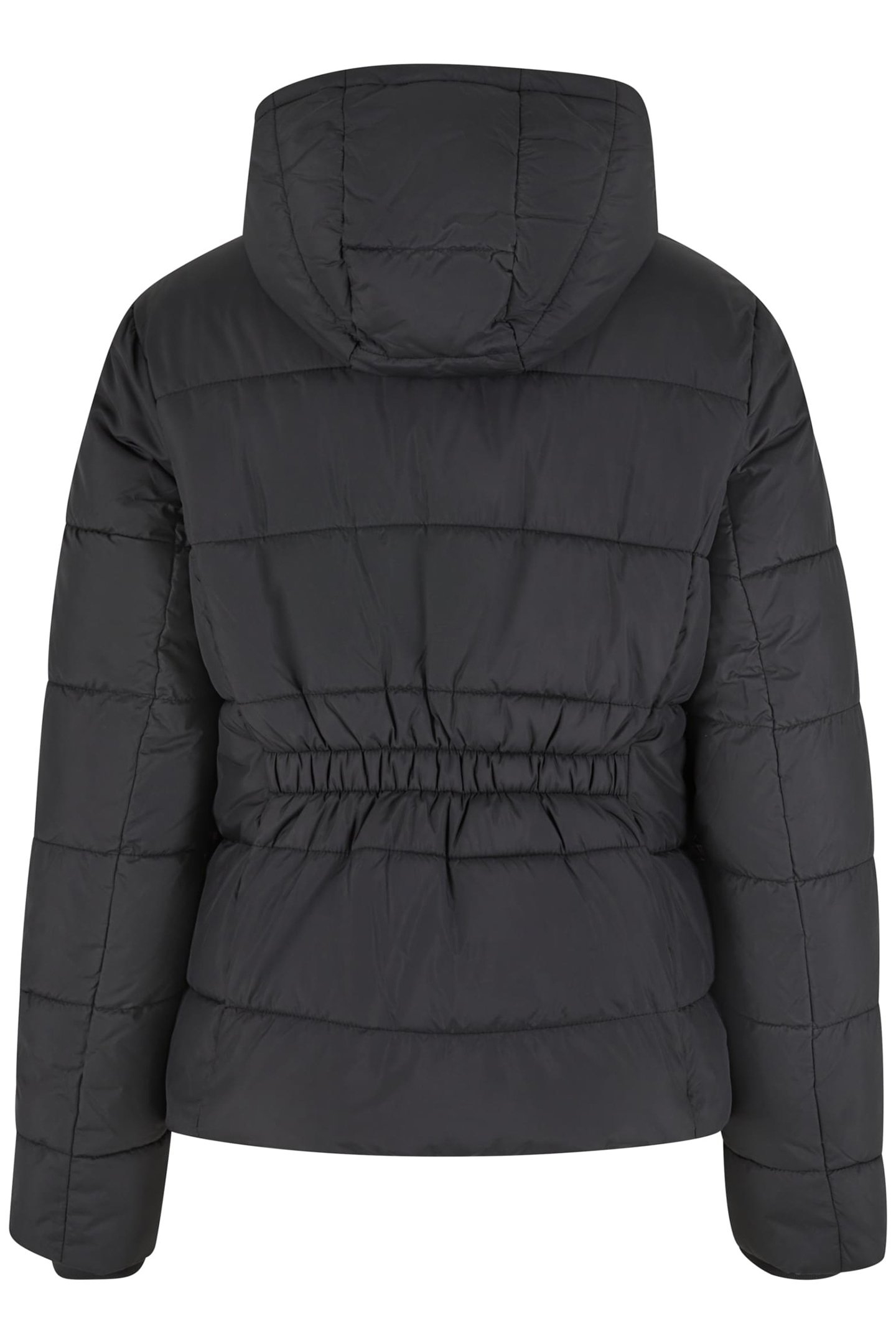 LADIES SHORT PUFFER JACKET WITH HOOD BLACK 2