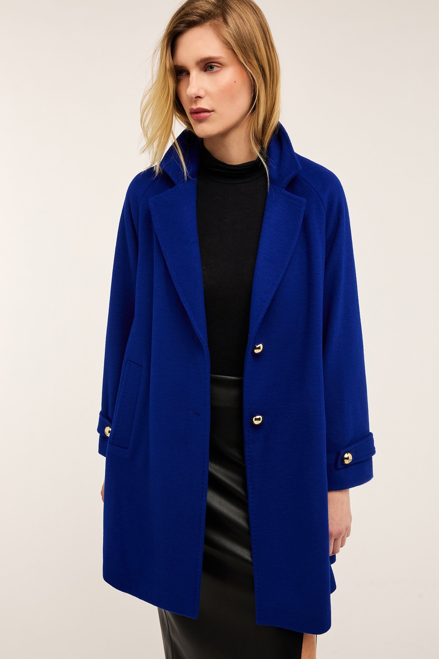 WOOL BLEND CLOTH PEA COAT BLUETTE 1