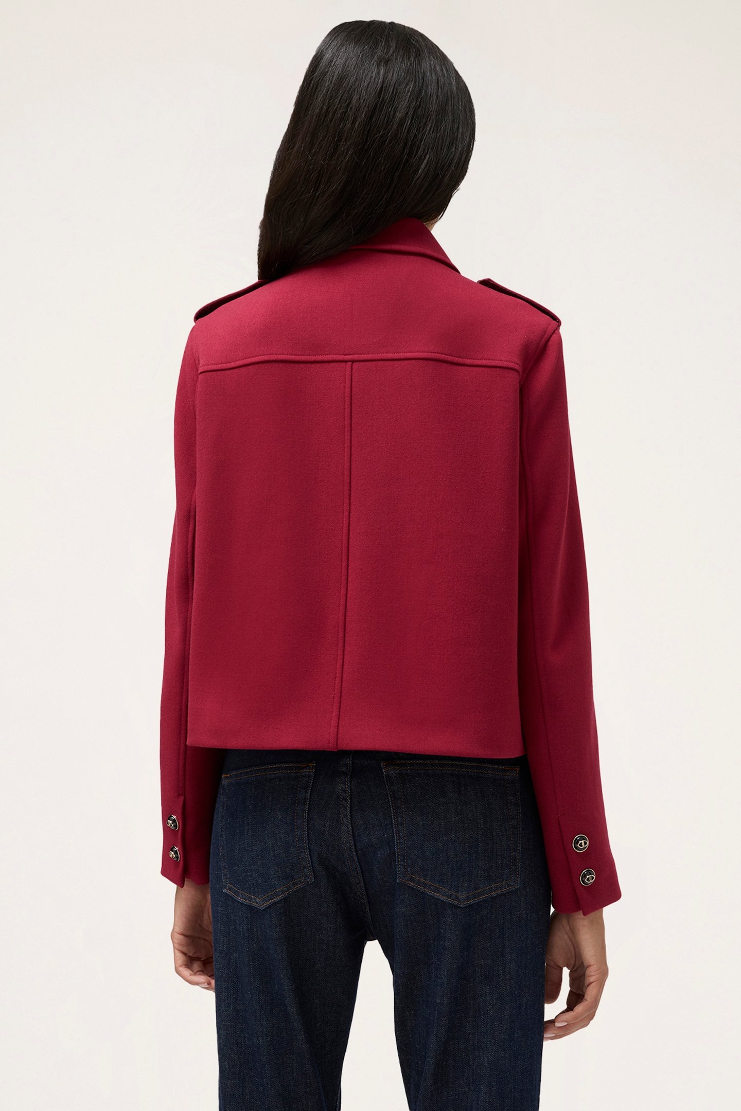 SINGLE-BREASTED JACKET WITH EPAULETTES BORDEAUX 2