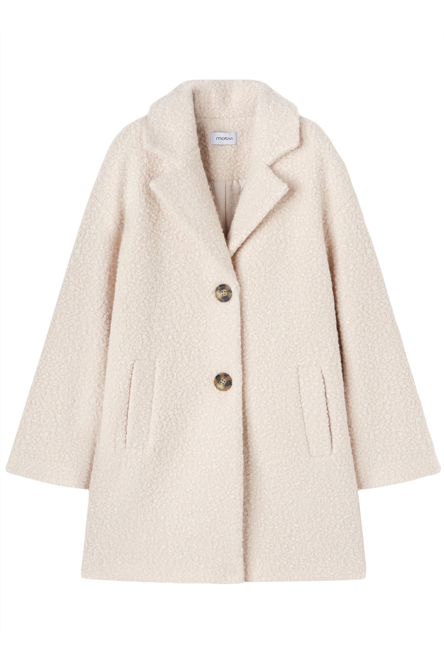 SINGLE-BREASTED BOUCLÉ CLOTH COAT WHITE 4