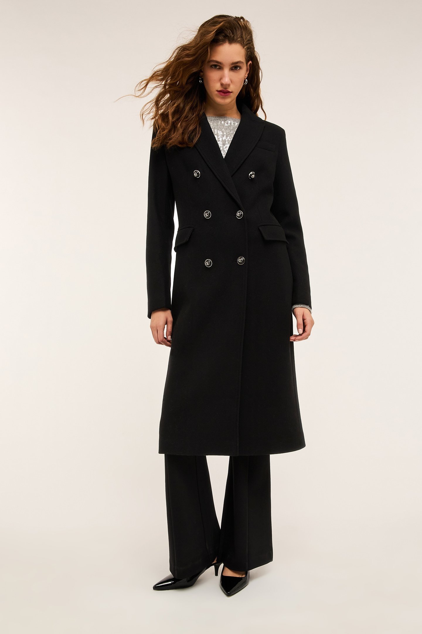DOUBLE-BREASTED CLOTH COAT BLACK 1