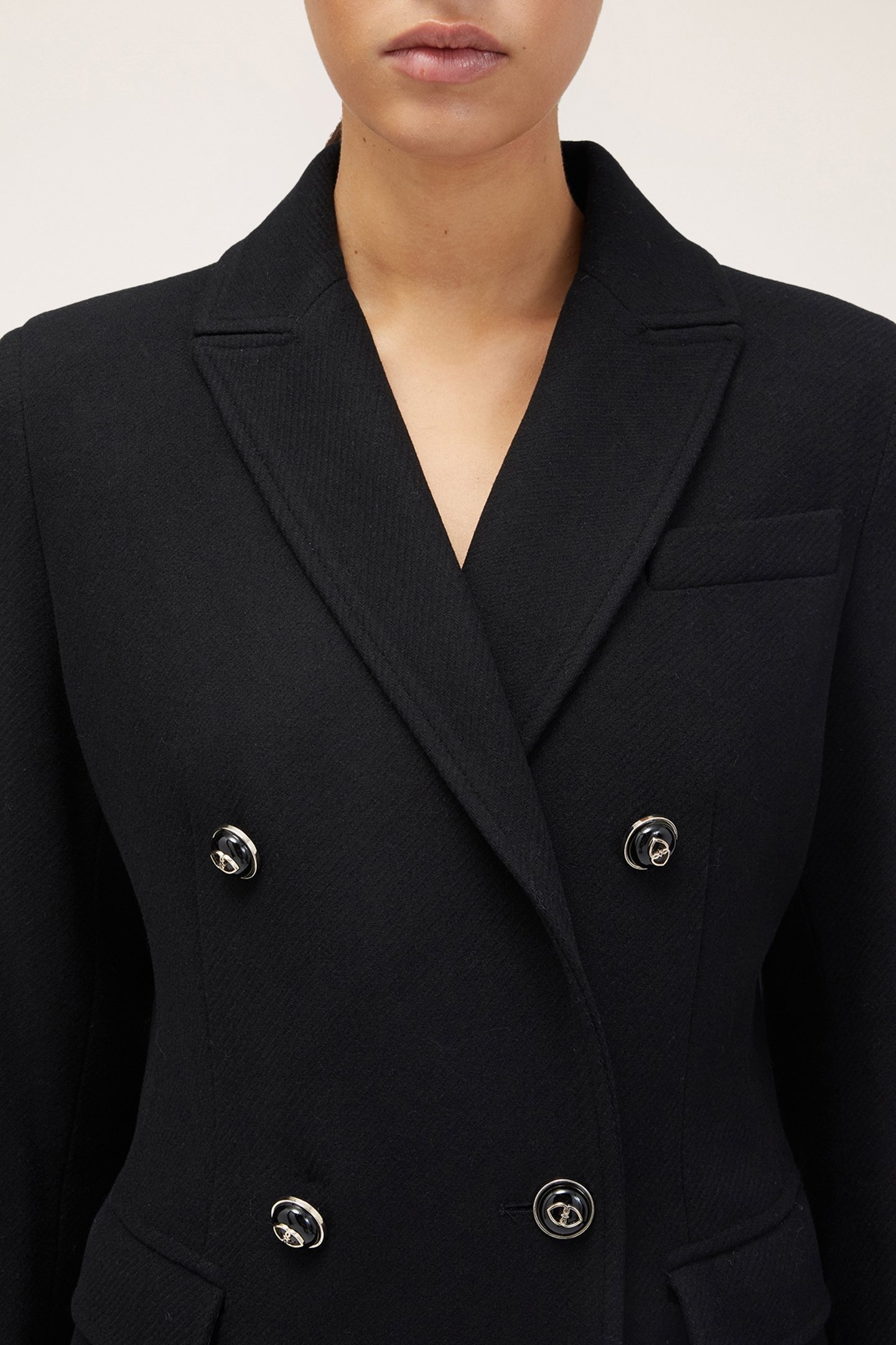 DOUBLE-BREASTED CLOTH COAT BLACK 5