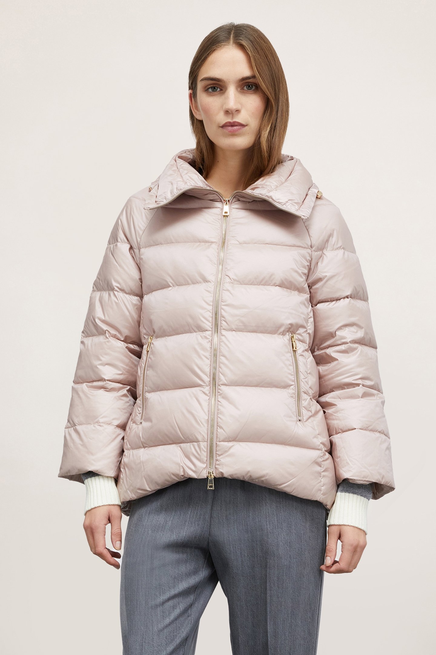 GENUINE DOWN JACKET WITH HIGH COLLAR PINK 1