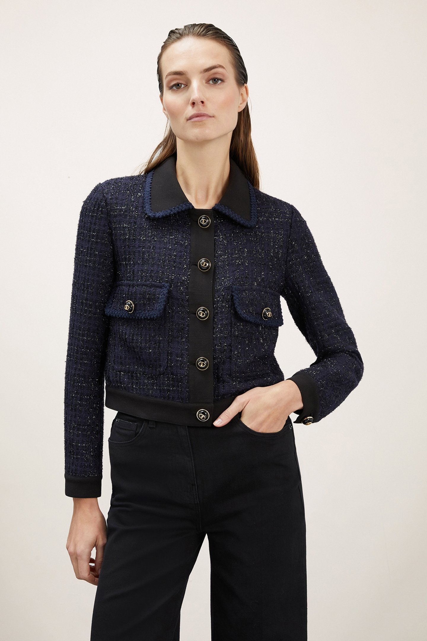 TWEED JACKET WITH COLLAR BLUE 1