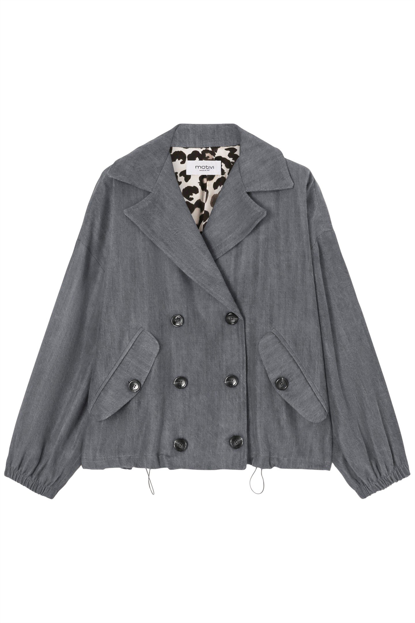 DOUBLE-BREASTED DENIM EFFECT BOMBER JACKET GREY 4